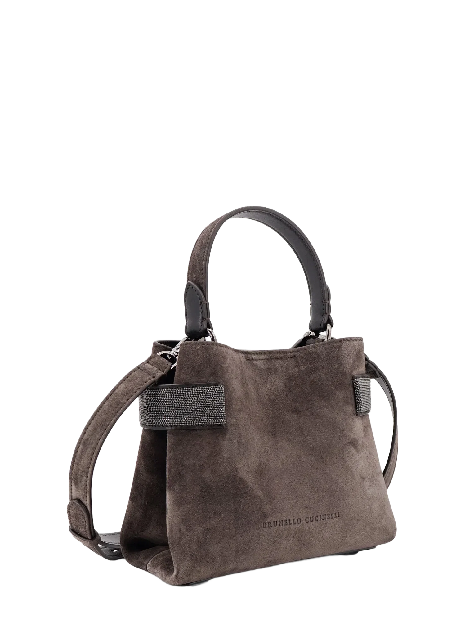 Brunello Cucinelli Suede crossbody bag with Monili detail