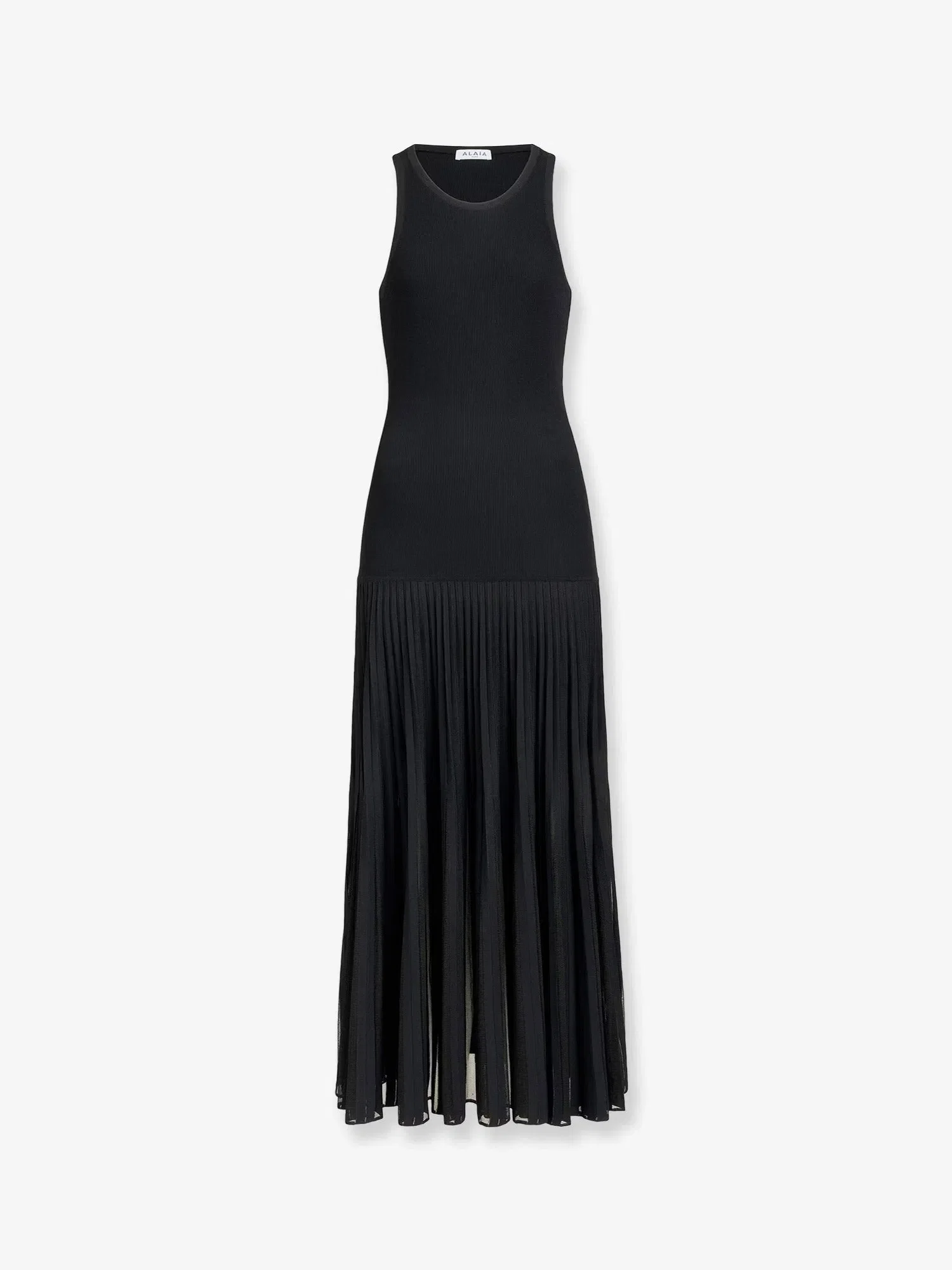 Alaia Long pleated viscose blend dress