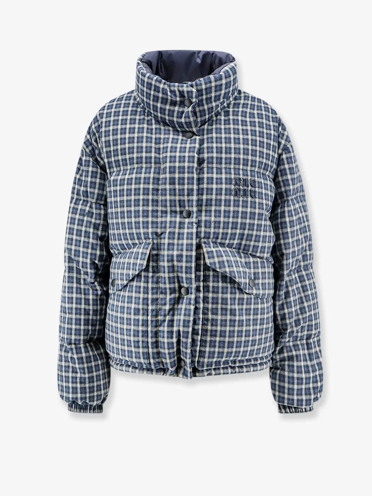 Miu Miu Reversible madras flannel down jacket
