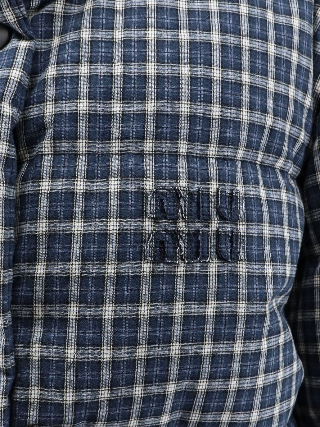 Miu Miu Reversible madras flannel down jacket