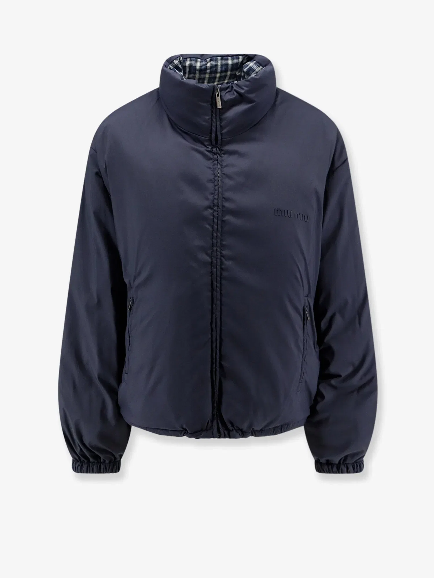 Miu Miu Reversible madras flannel down jacket