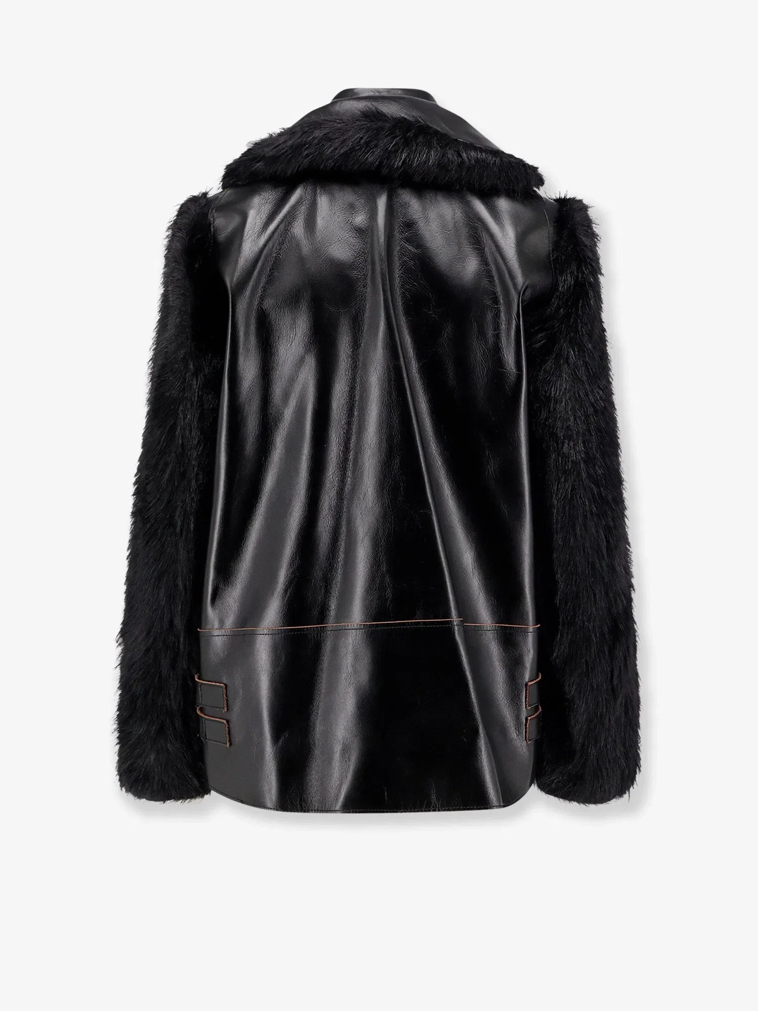 Sacai Leather Jacket with synthetic fur inserts