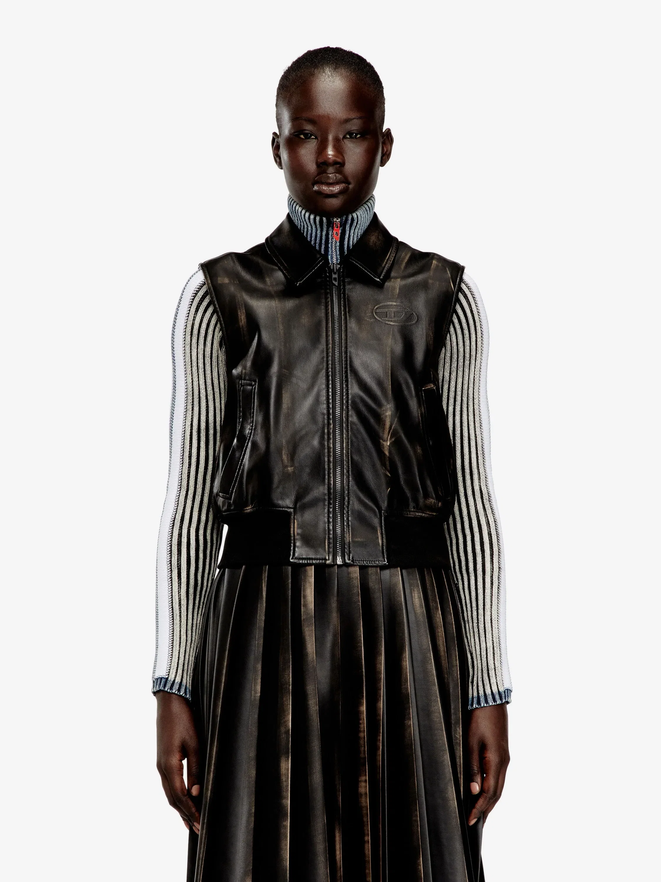 Diesel G-Inko faux leather sleeveless jacket