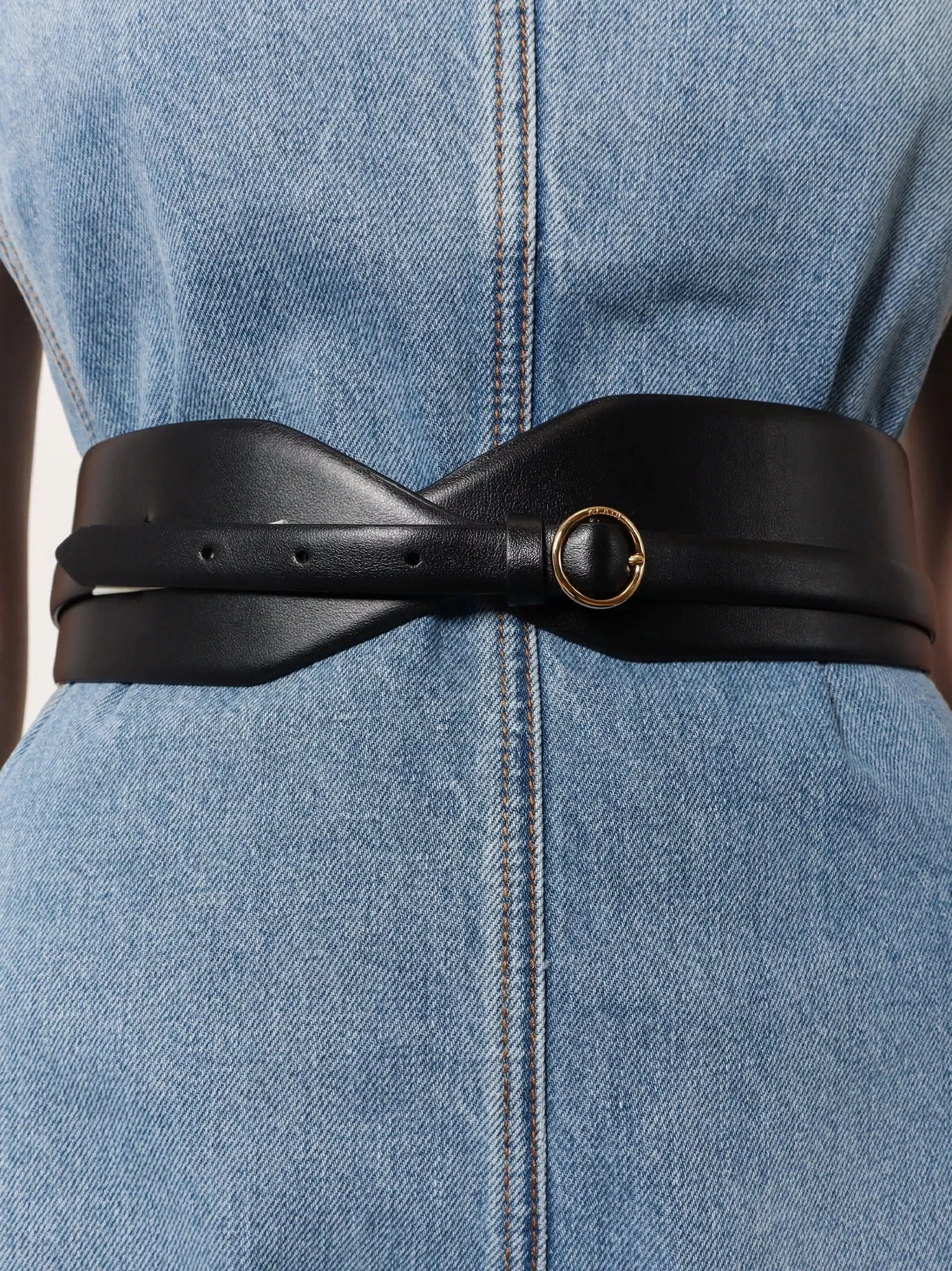 Alaia Maxi leather belt with metal buckle