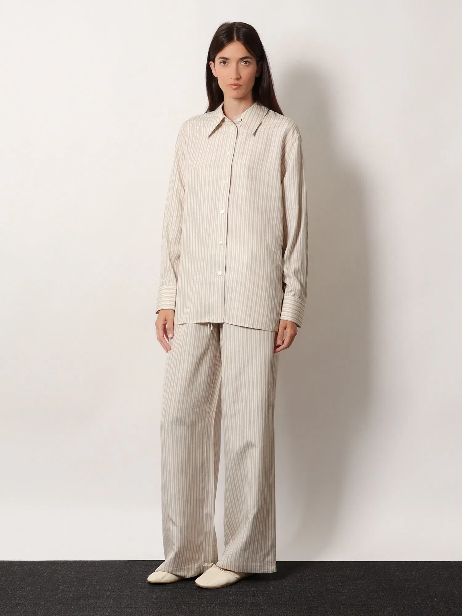 Róhe Silk striped trousers
