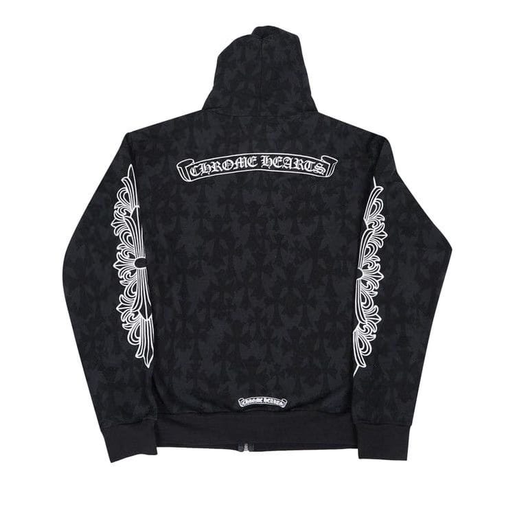 Chrome Hearts Plus Cross All Over Print Zip Up Hoodie Black