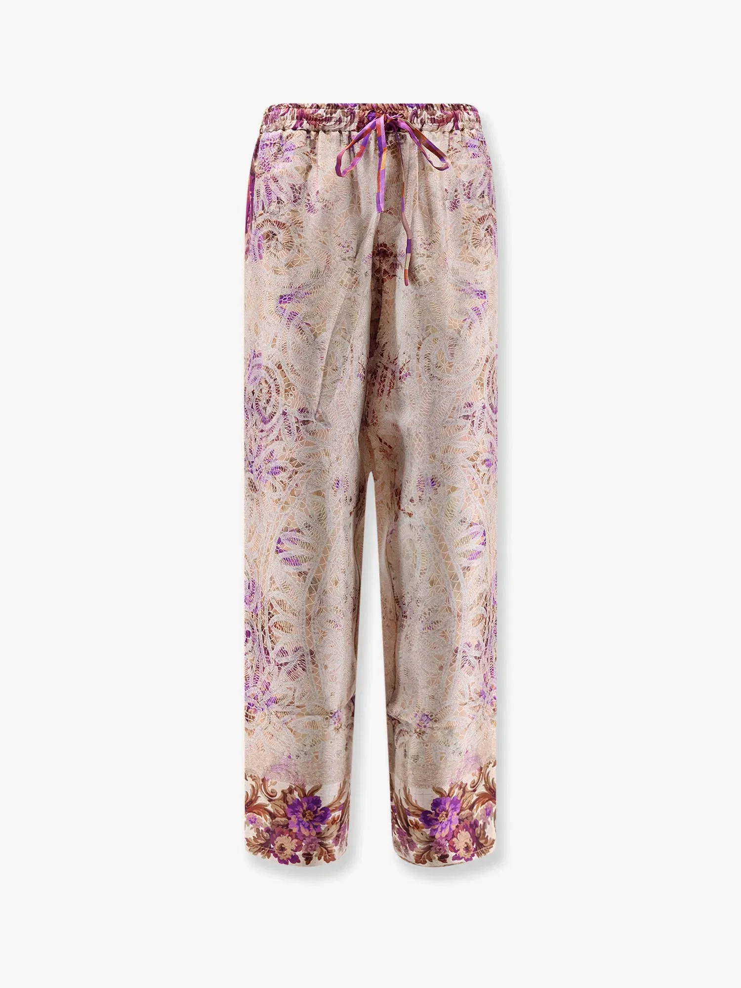 Pierre-Louis Mascia Silk trousers with mulitcolor print all-over