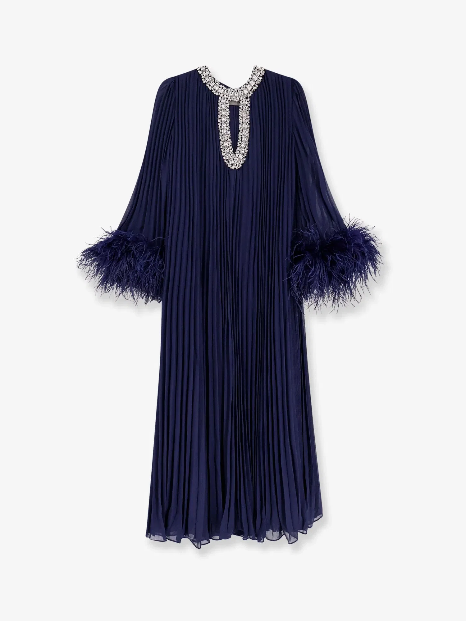 Self-Portrait Chiffon long dress with ostrich feathers
