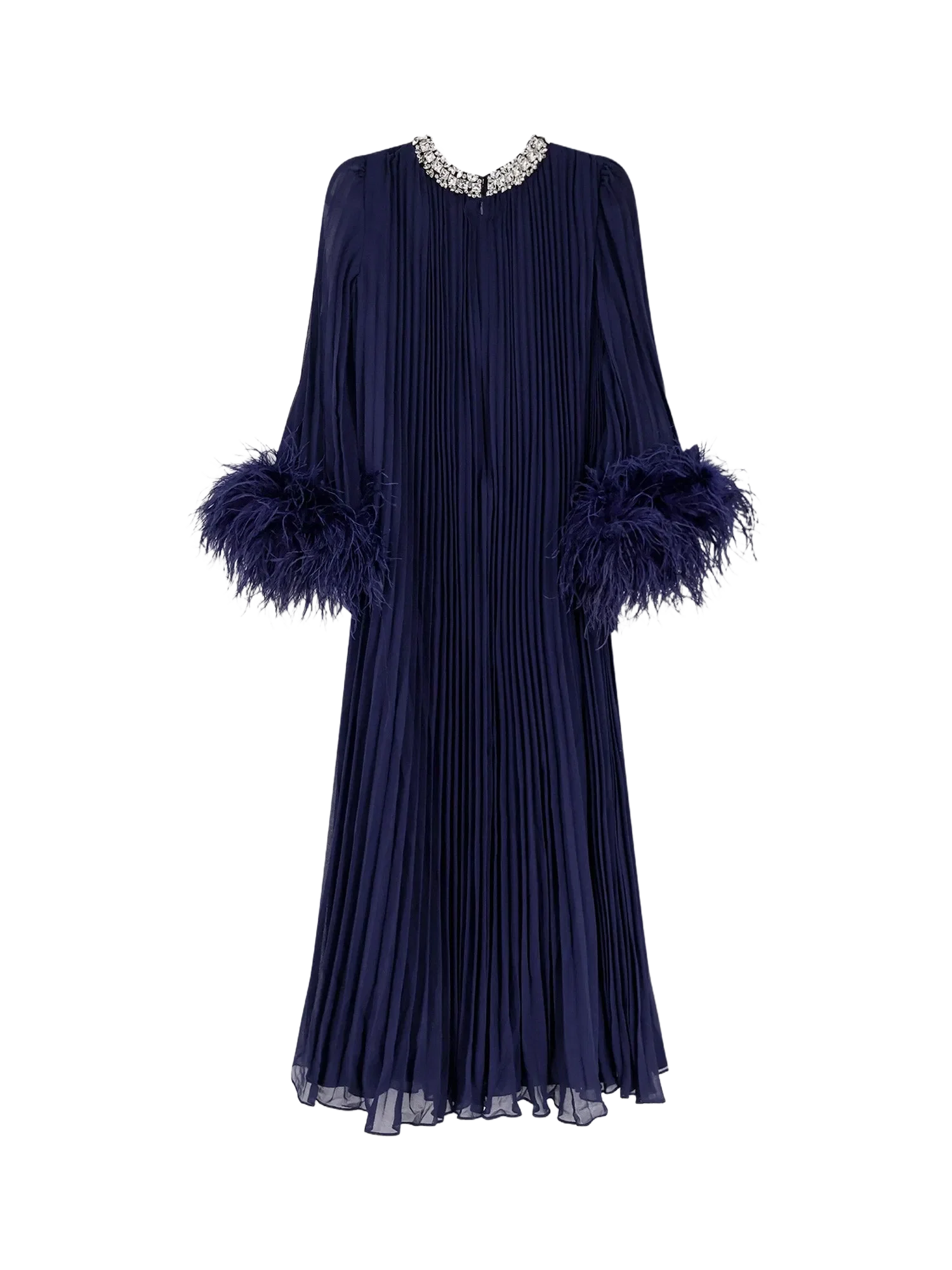Self-Portrait Chiffon long dress with ostrich feathers