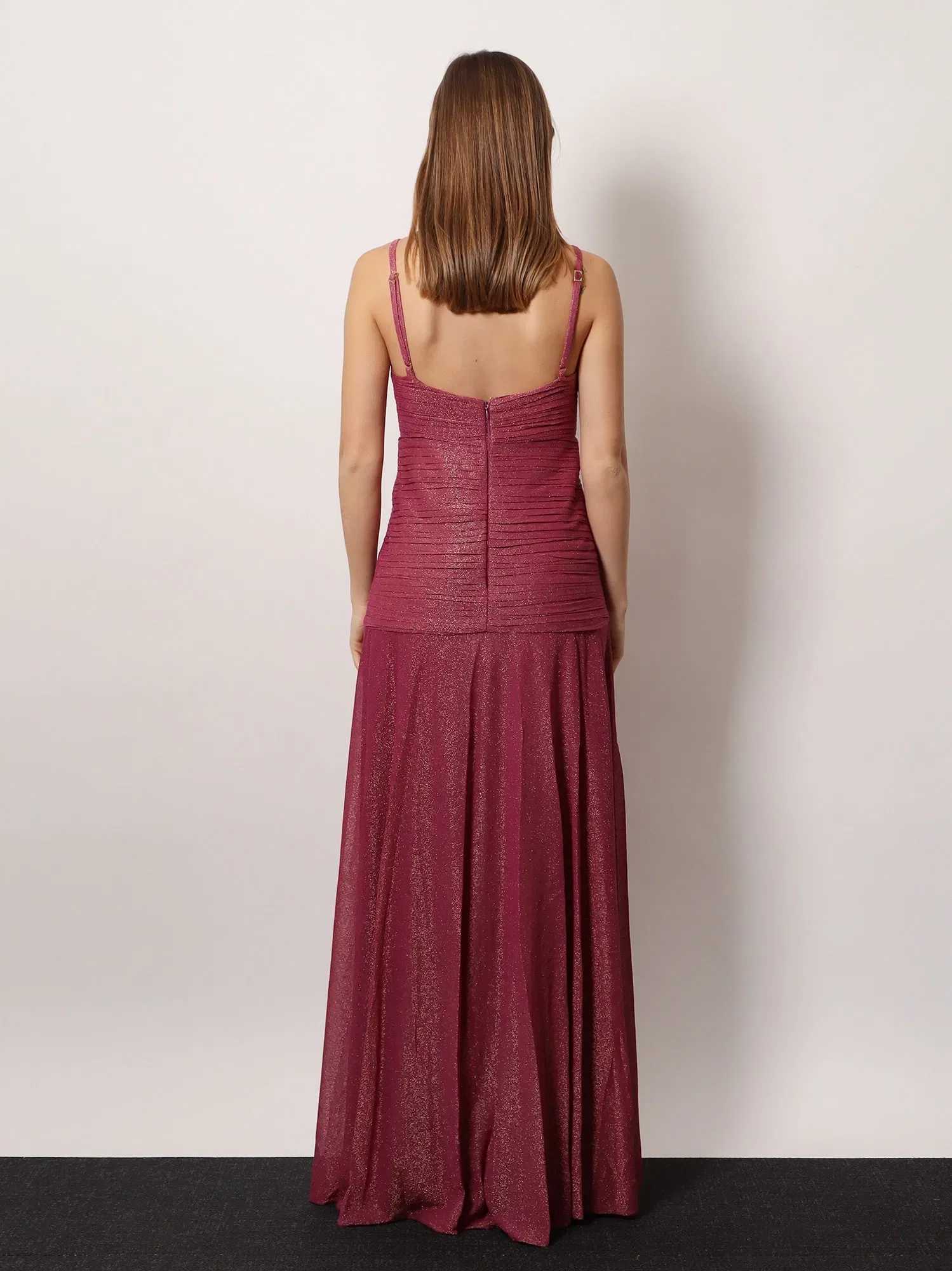 PatBO Viscose blend long dress with metallic effect