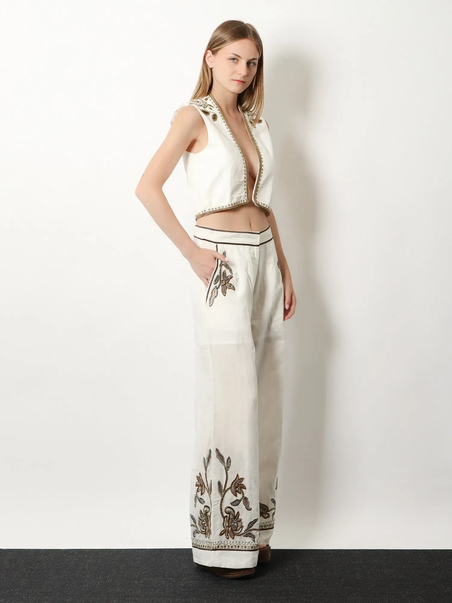 SCARLETT POPPIES Sorelle linen and cotton trousers
