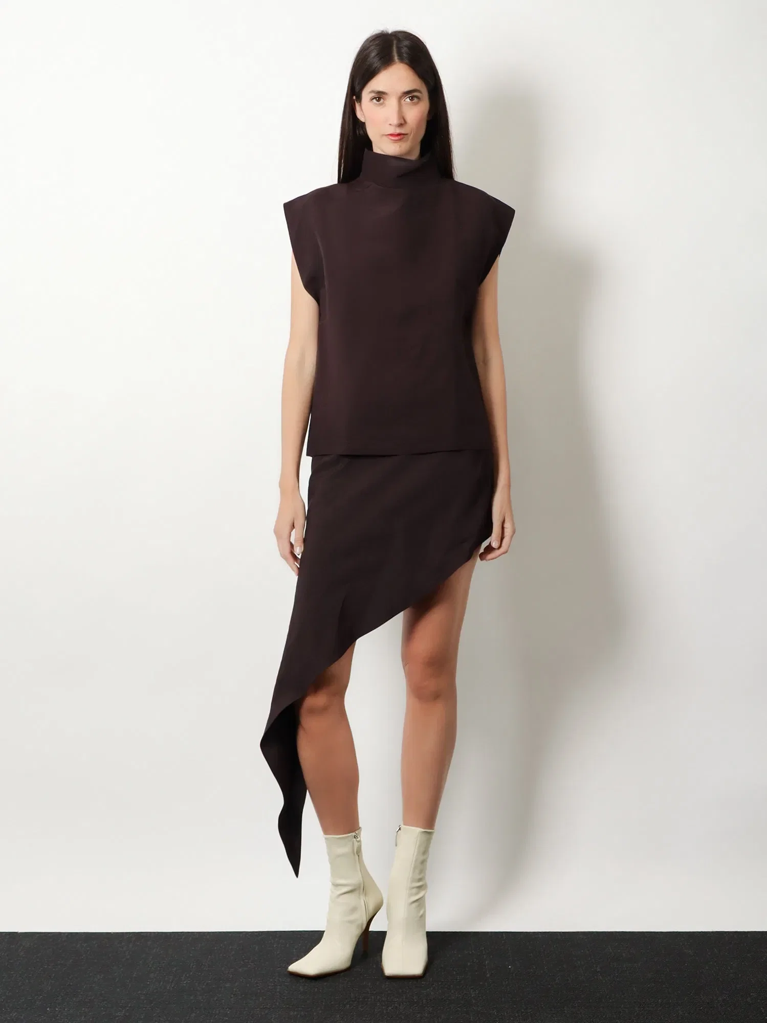 Alaia Asymmetric paper and viscose skirt