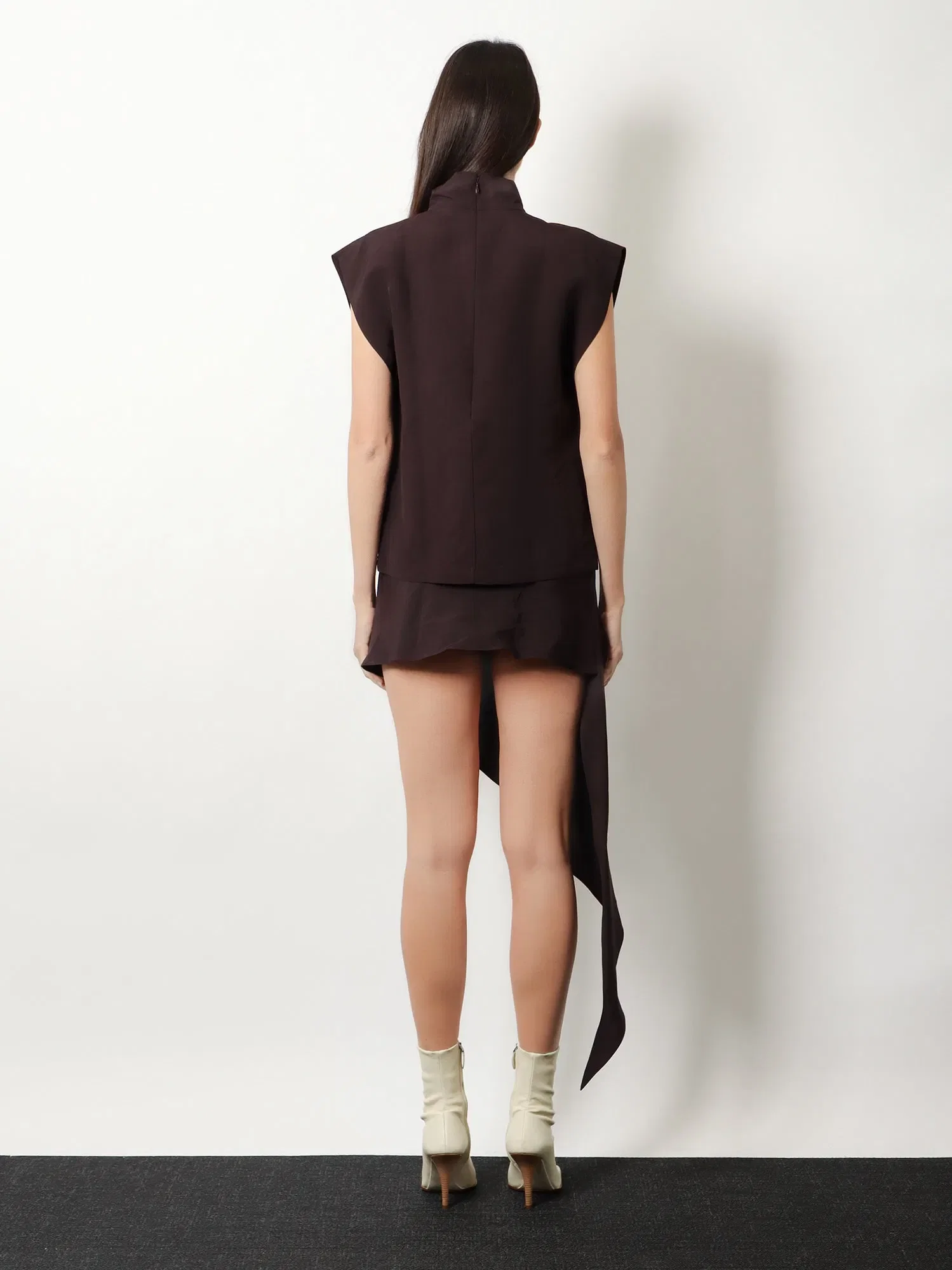 Alaia Asymmetric paper and viscose skirt