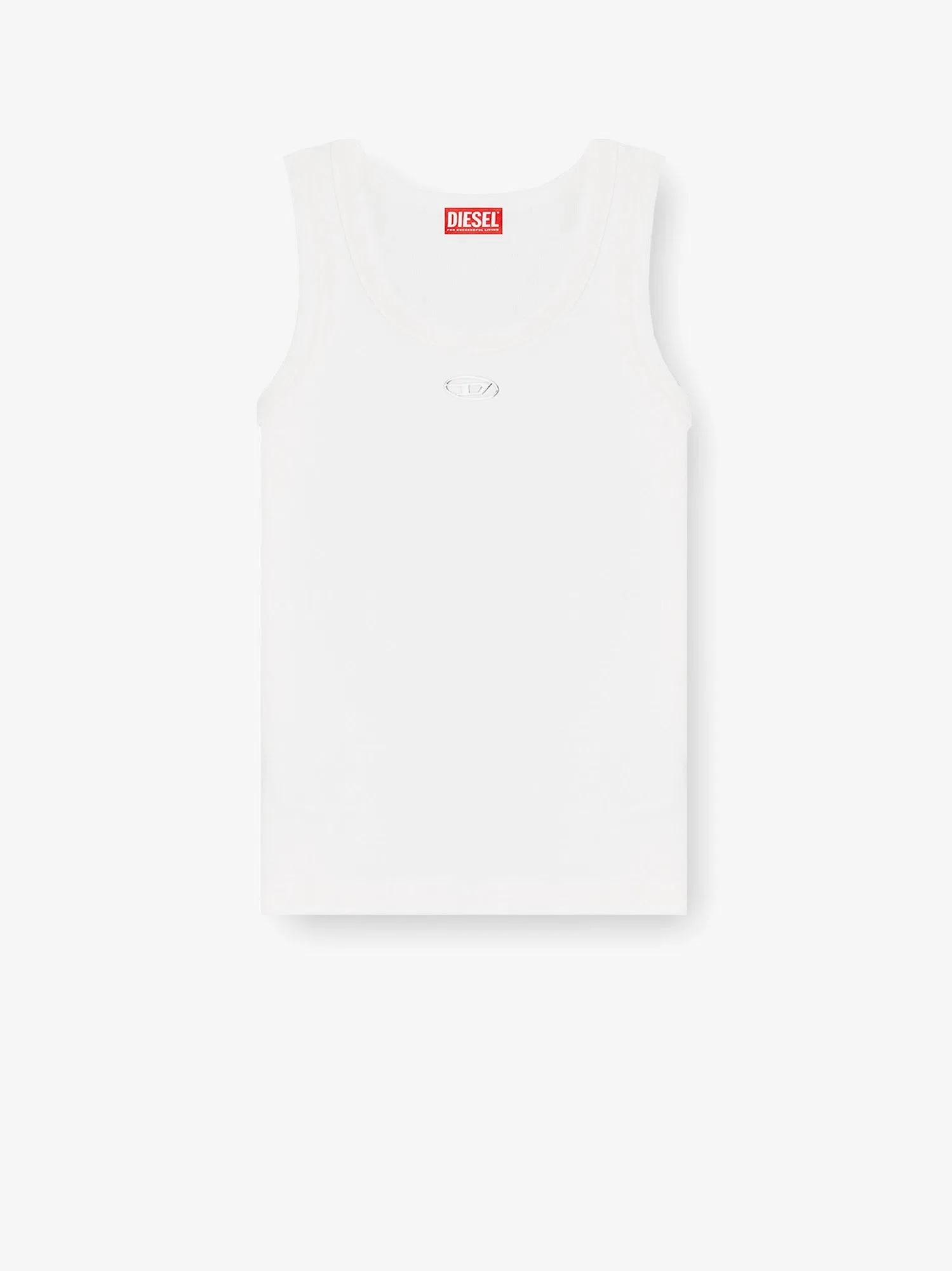Diesel Slim fit ribbed tank top with metal Oval D