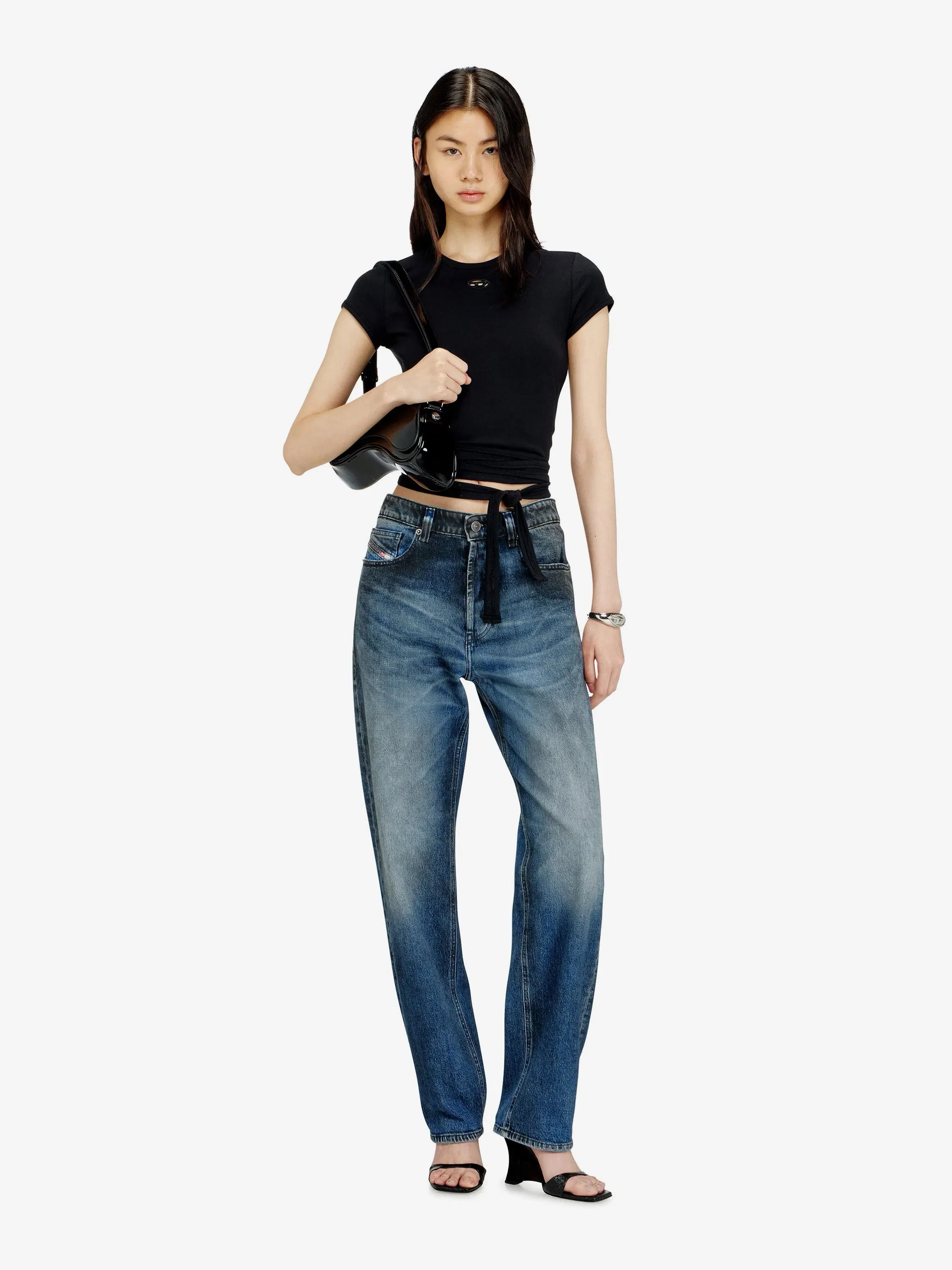 Diesel T-BUNNY-TAIL-S1 cotton T-shirt with tie bands