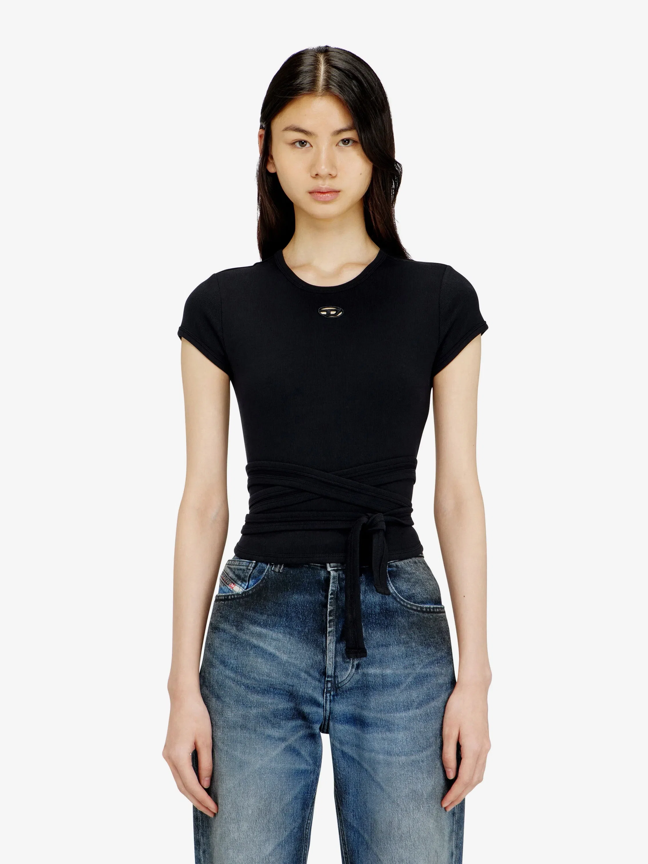 Diesel T-BUNNY-TAIL-S1 cotton T-shirt with tie bands