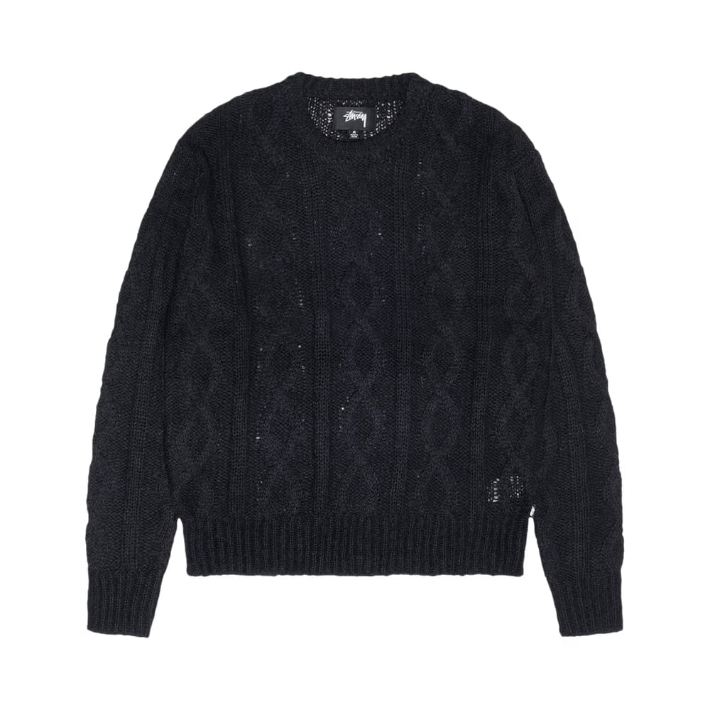 Stussy Cable Loose Knit Sweater Black