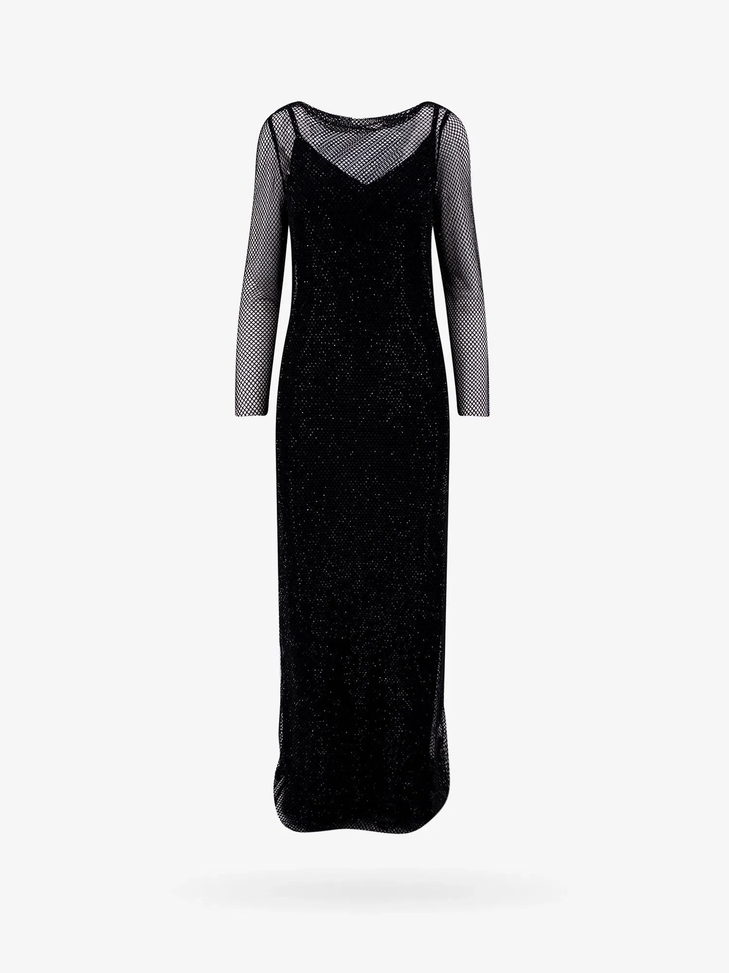Max Mara Embroidered mesh dress with crystals