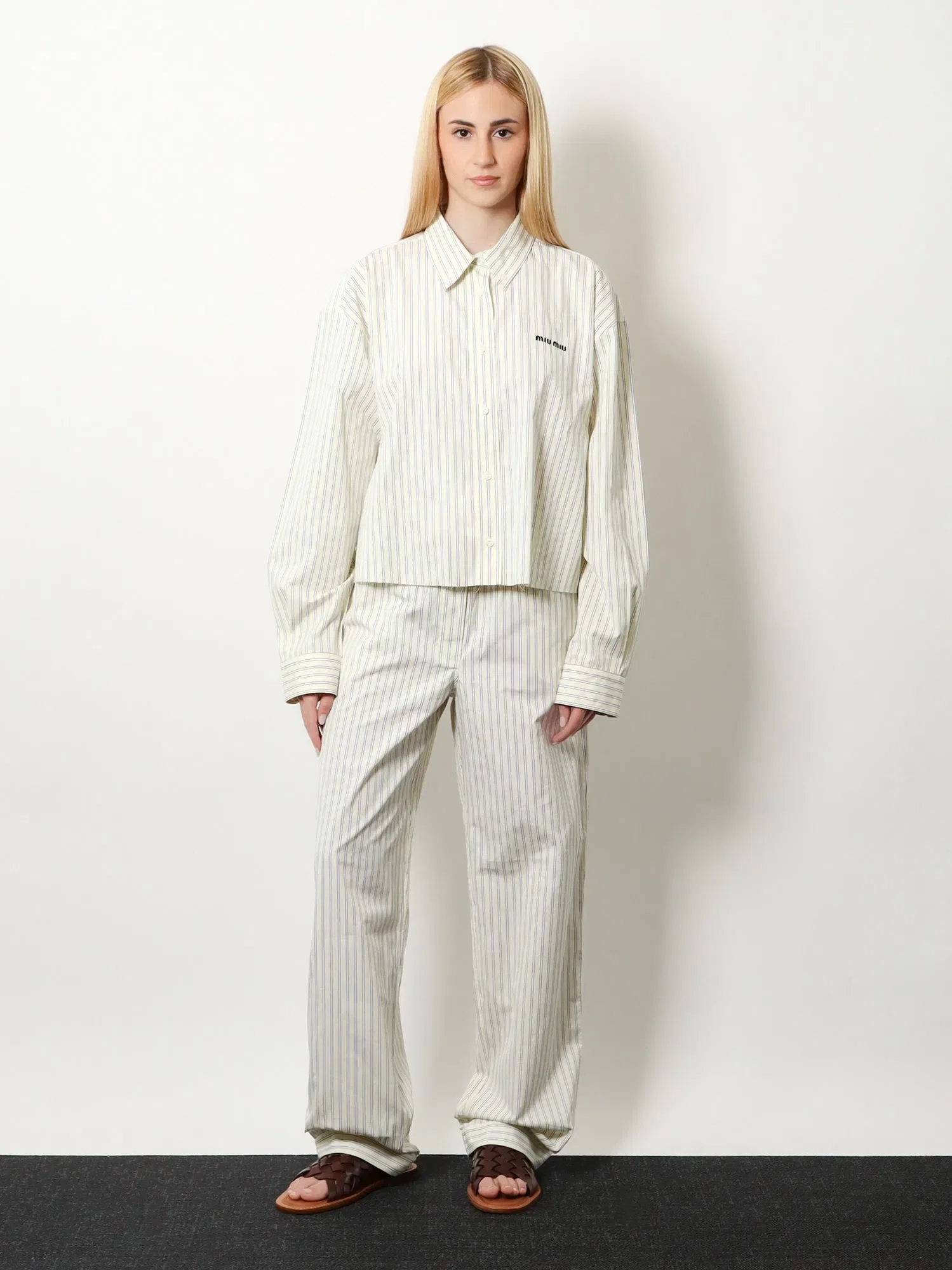 Miu Miu Striped cotton pajama pants