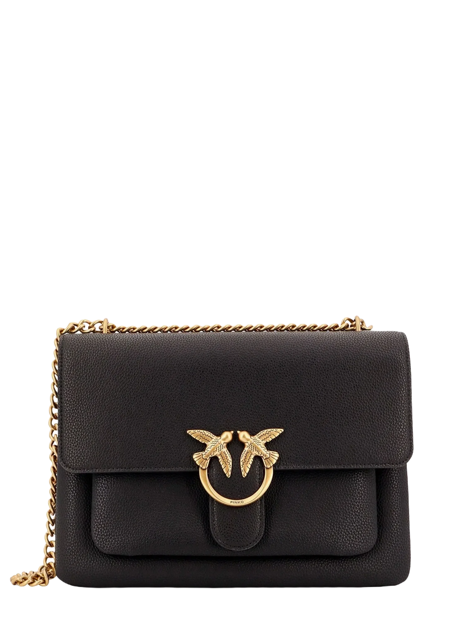 PINKO Leather shoulder bag with metal love birds buckle
