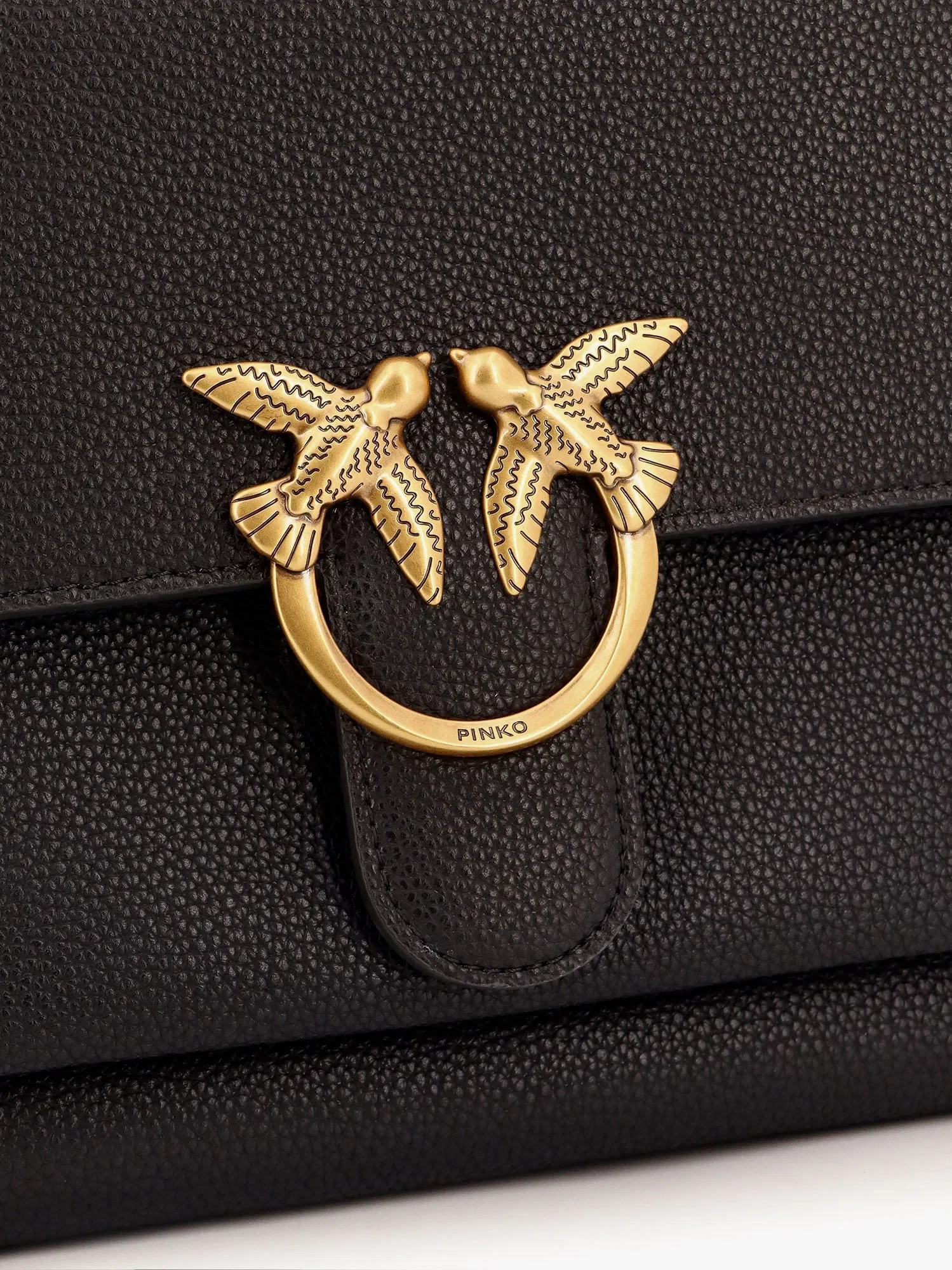 PINKO Leather shoulder bag with metal love birds buckle