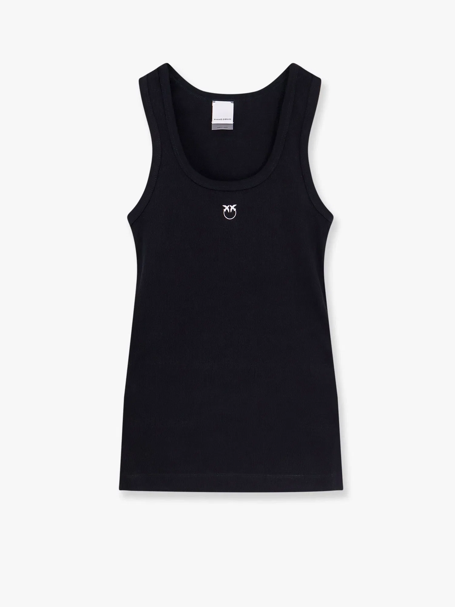 PINKO Calcolatore Cotton tank top with Love Birds logo on the front