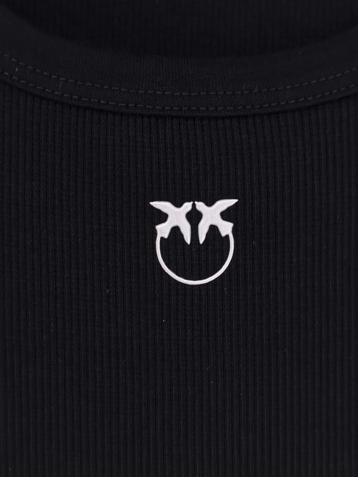 PINKO Calcolatore Cotton tank top with Love Birds logo on the front