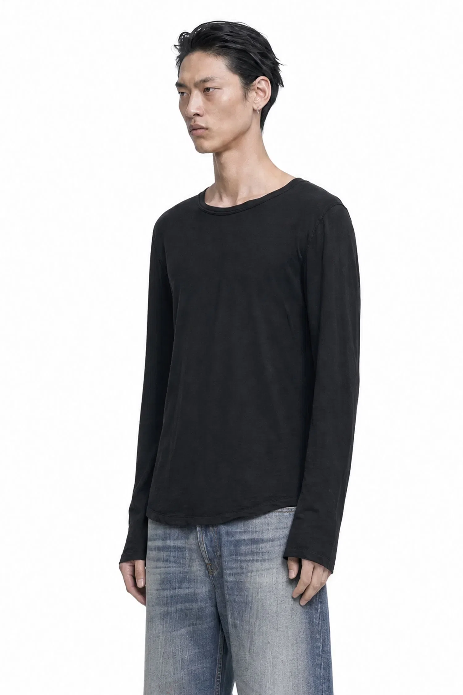 James Perse Shirttail Hem Long Sleeve T-Shirt