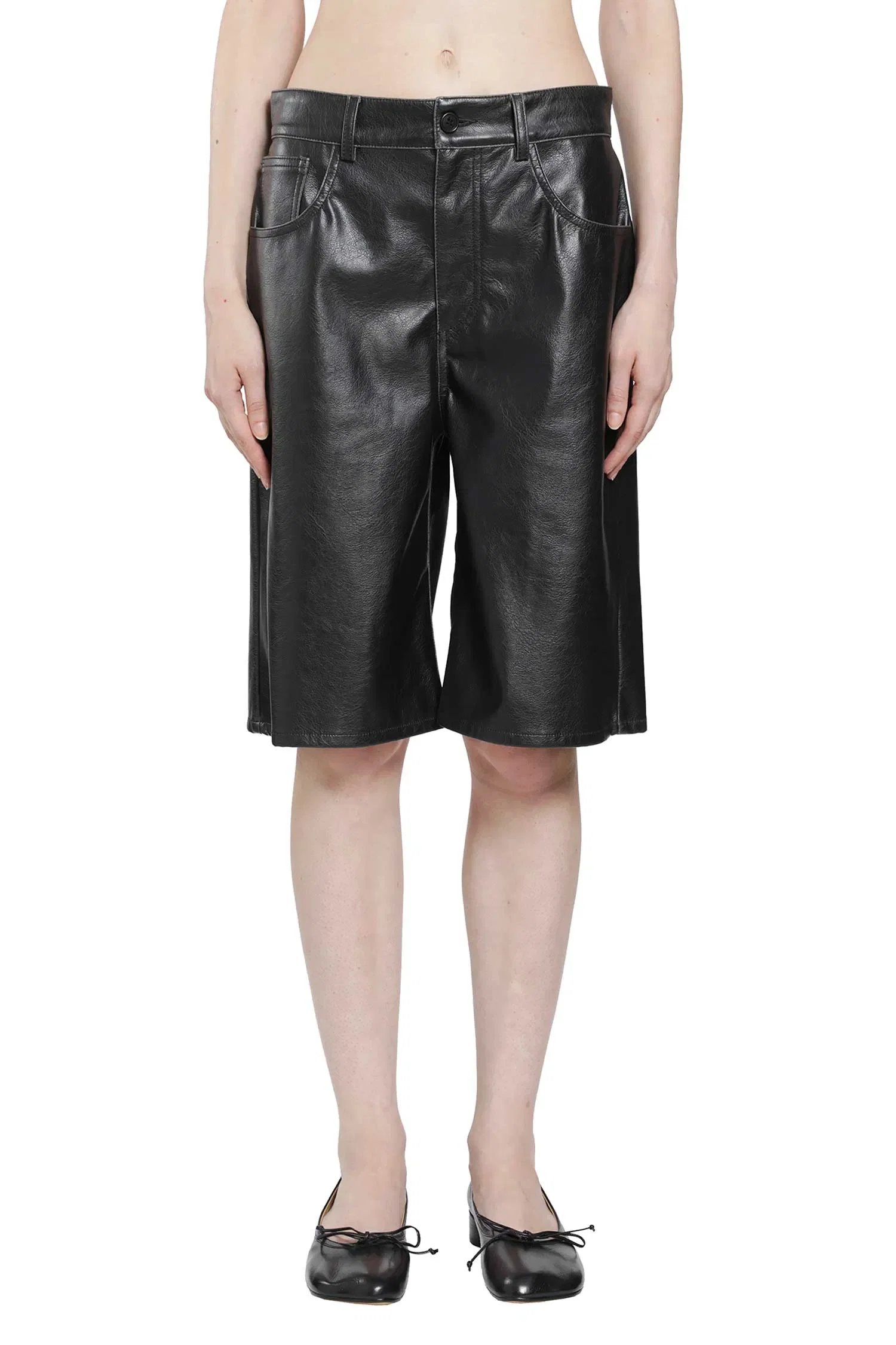 MM6 Maison Margiela Leather-effect Bermuda Shorts