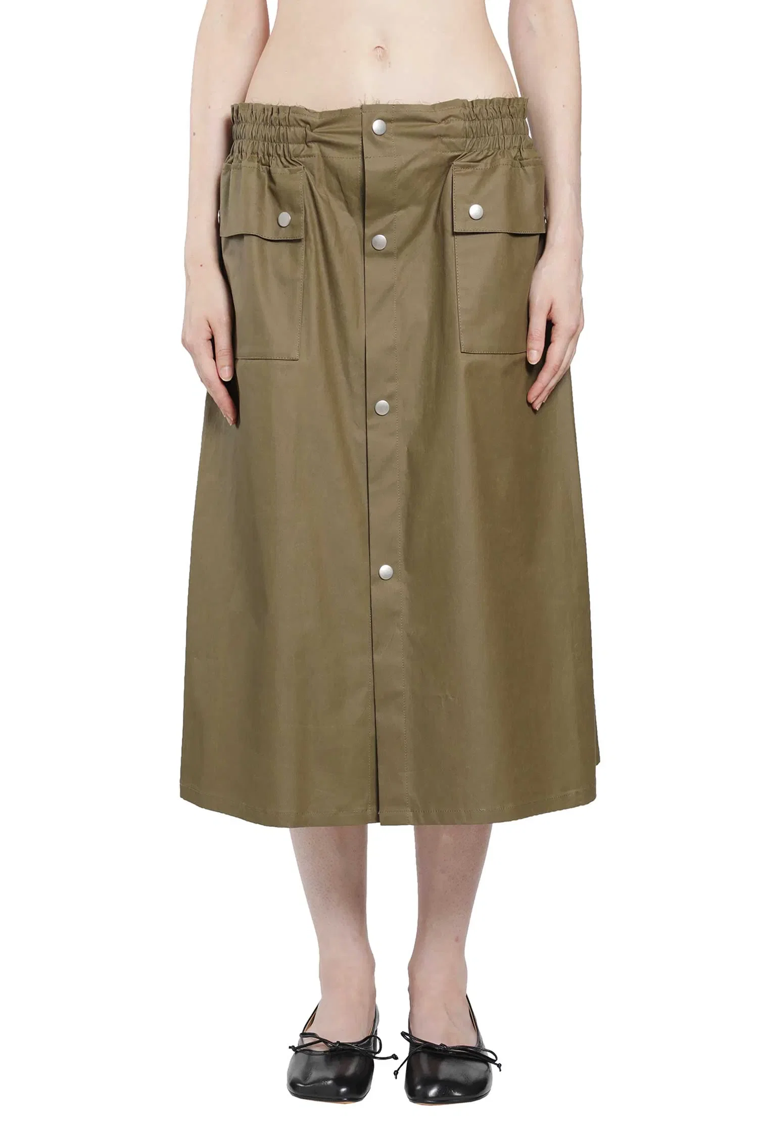 MM6 Maison Margiela Coated Cotton Midi Skirt