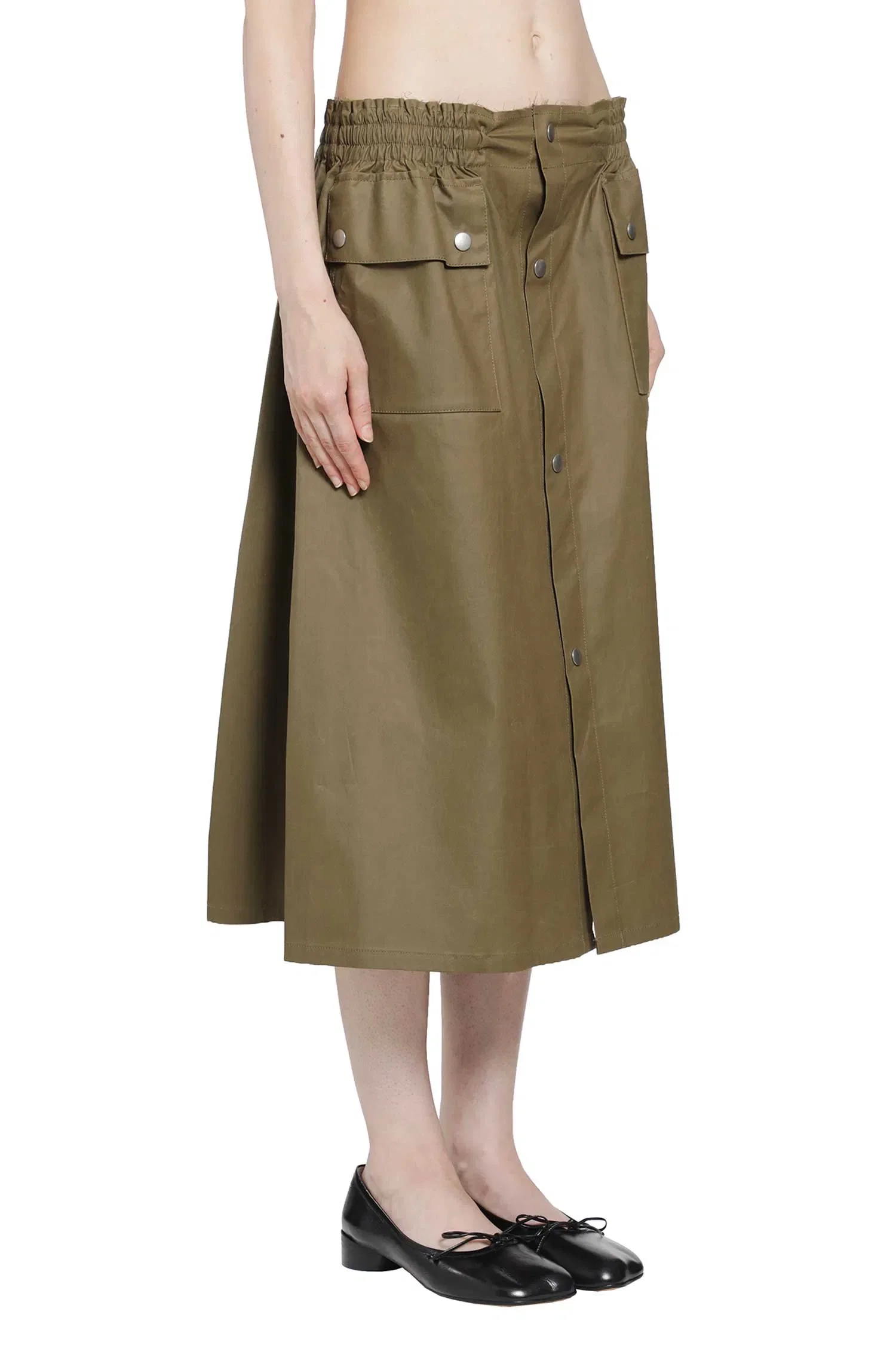 MM6 Maison Margiela Coated Cotton Midi Skirt