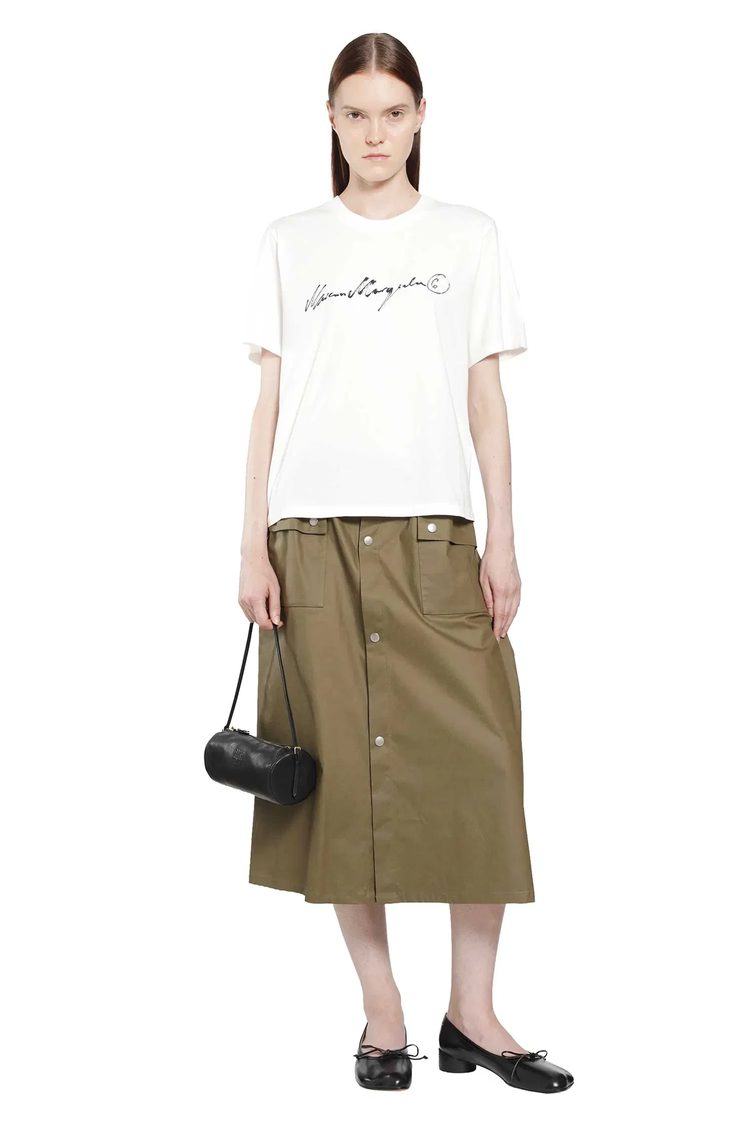 MM6 Maison Margiela Coated Cotton Midi Skirt
