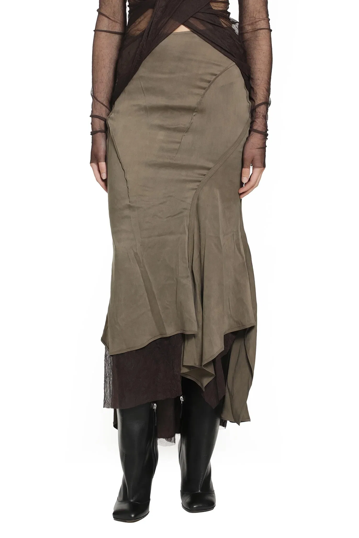 YEHUAFAN Layered Silk Skirt