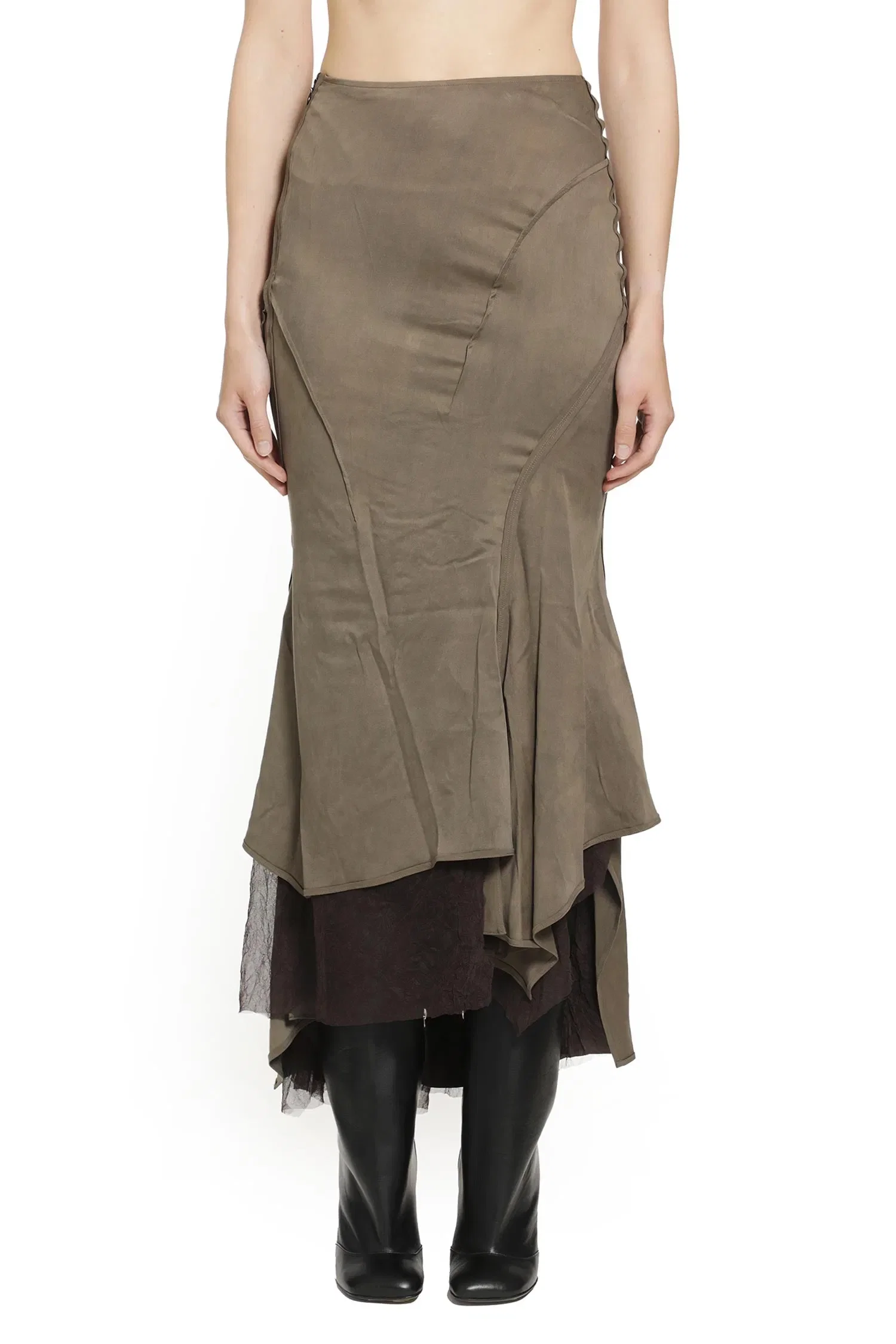 YEHUAFAN Layered Silk Skirt