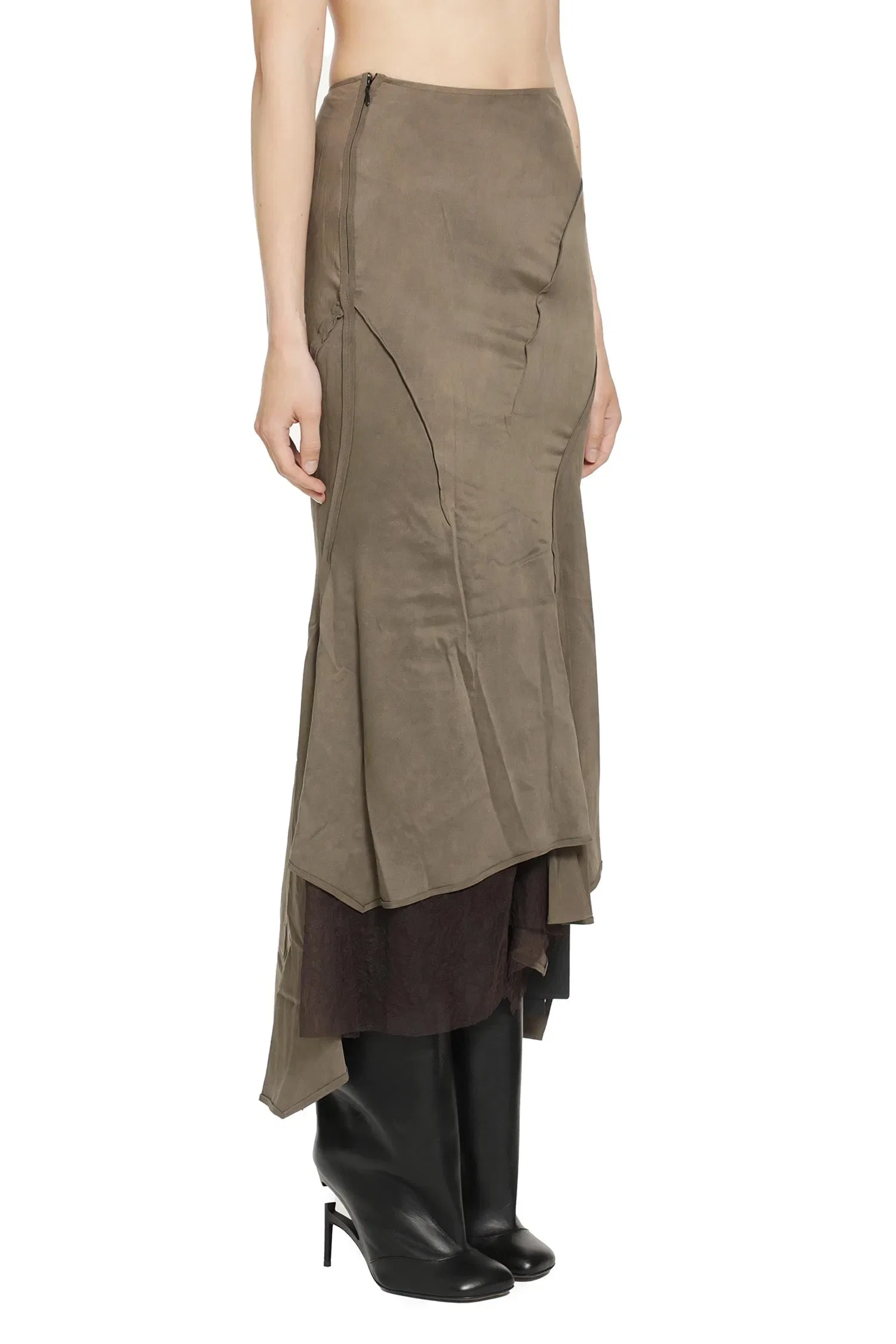 YEHUAFAN Layered Silk Skirt
