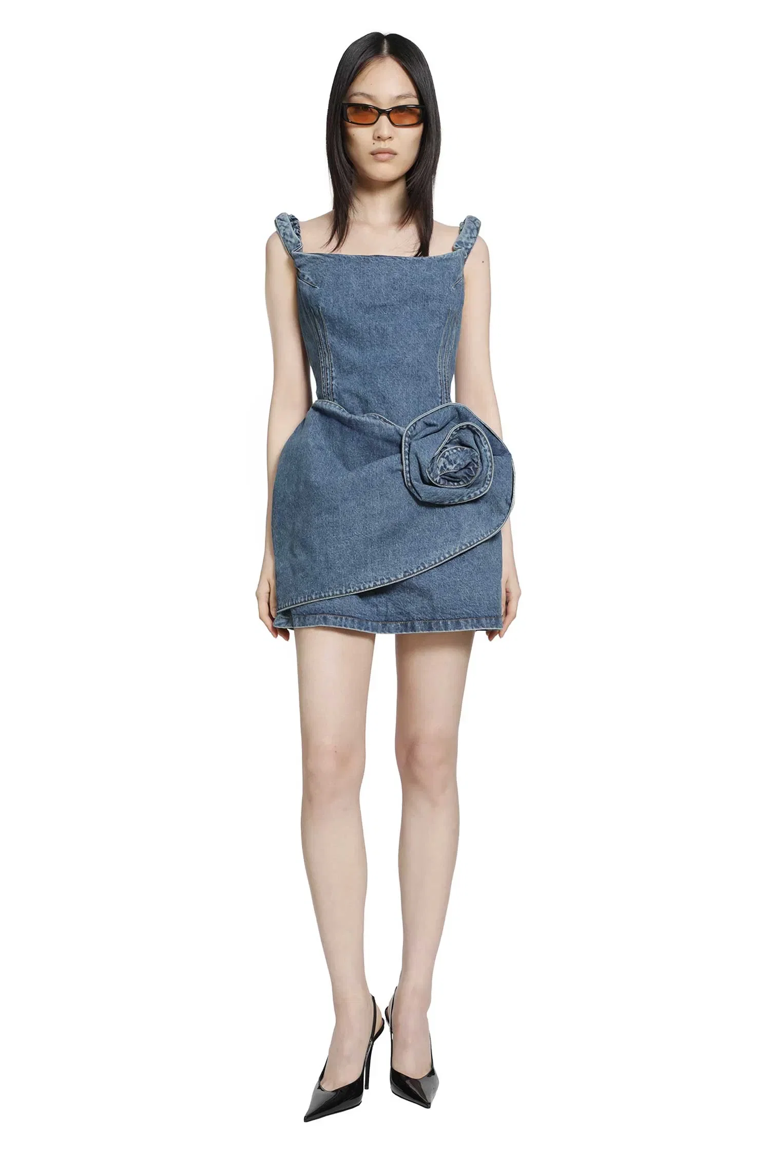 Magda Butrym Off-Shoulder Denim Mini Dress