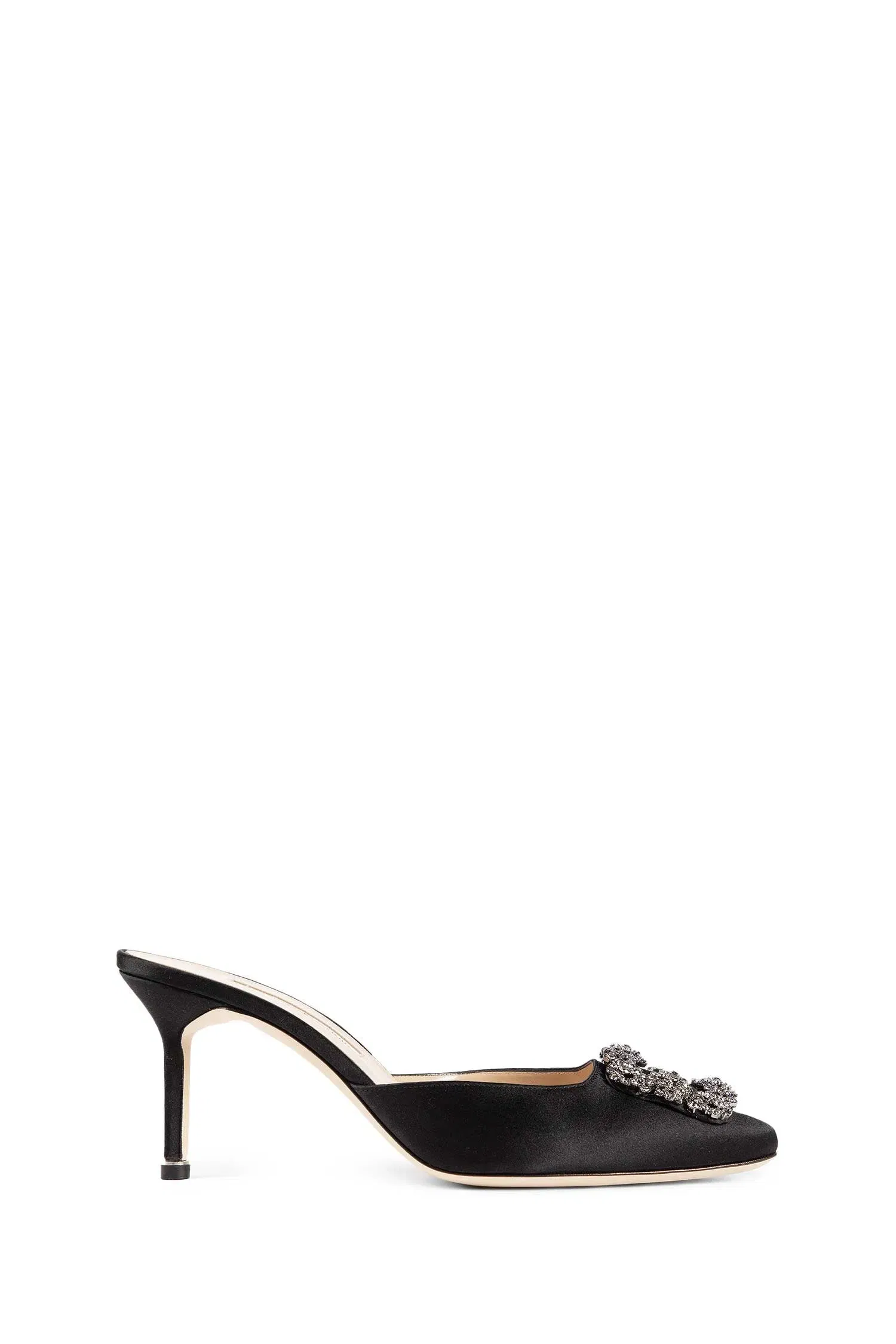 Manolo Blahnik Hangimisu Satin Buckle Mules