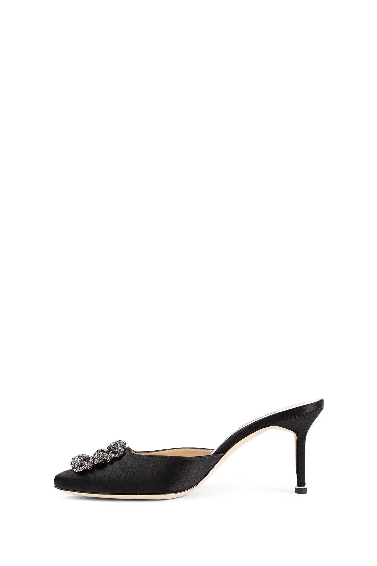 Manolo Blahnik Hangimisu Satin Buckle Mules