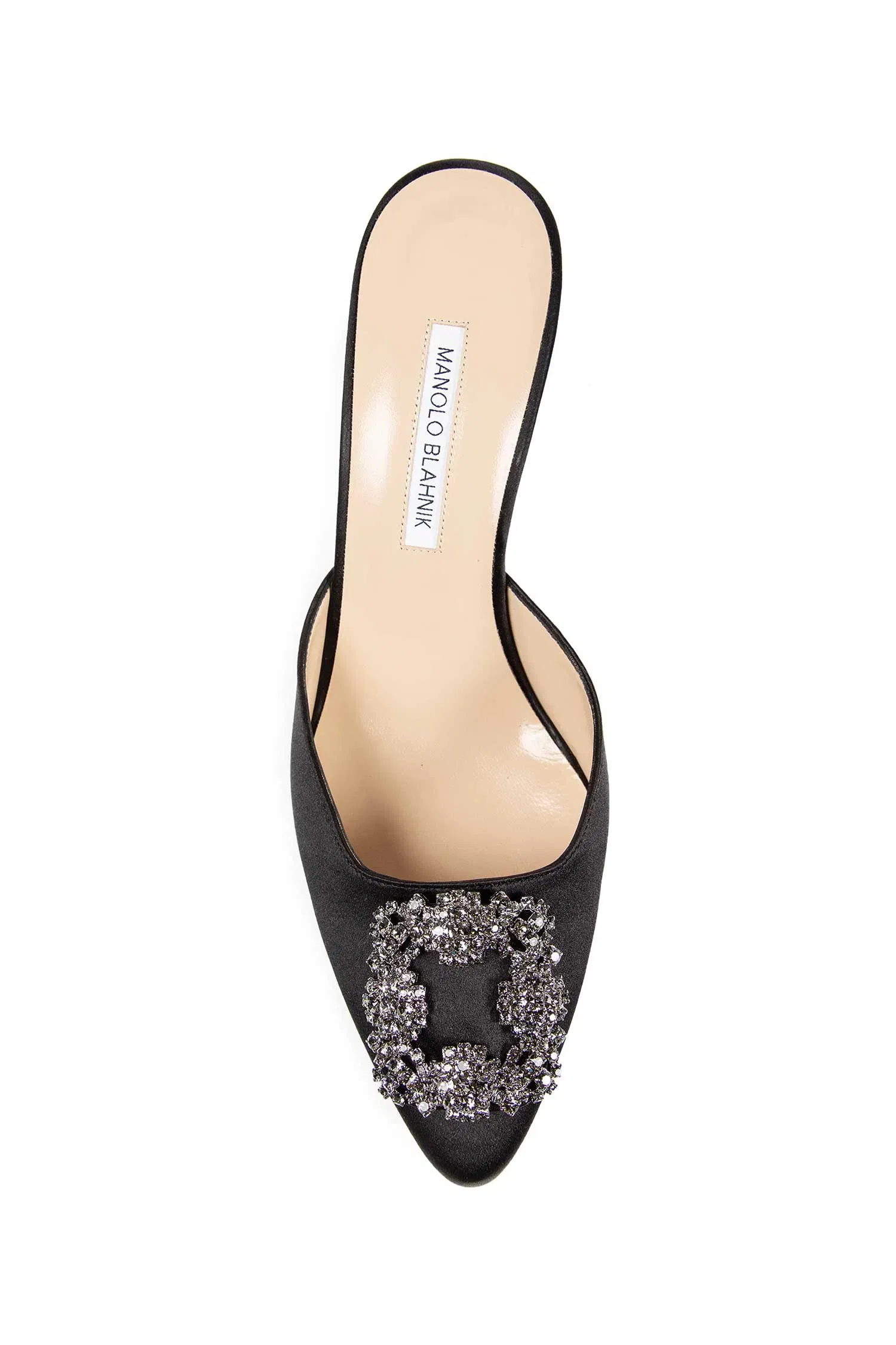 Manolo Blahnik Hangimisu Satin Buckle Mules