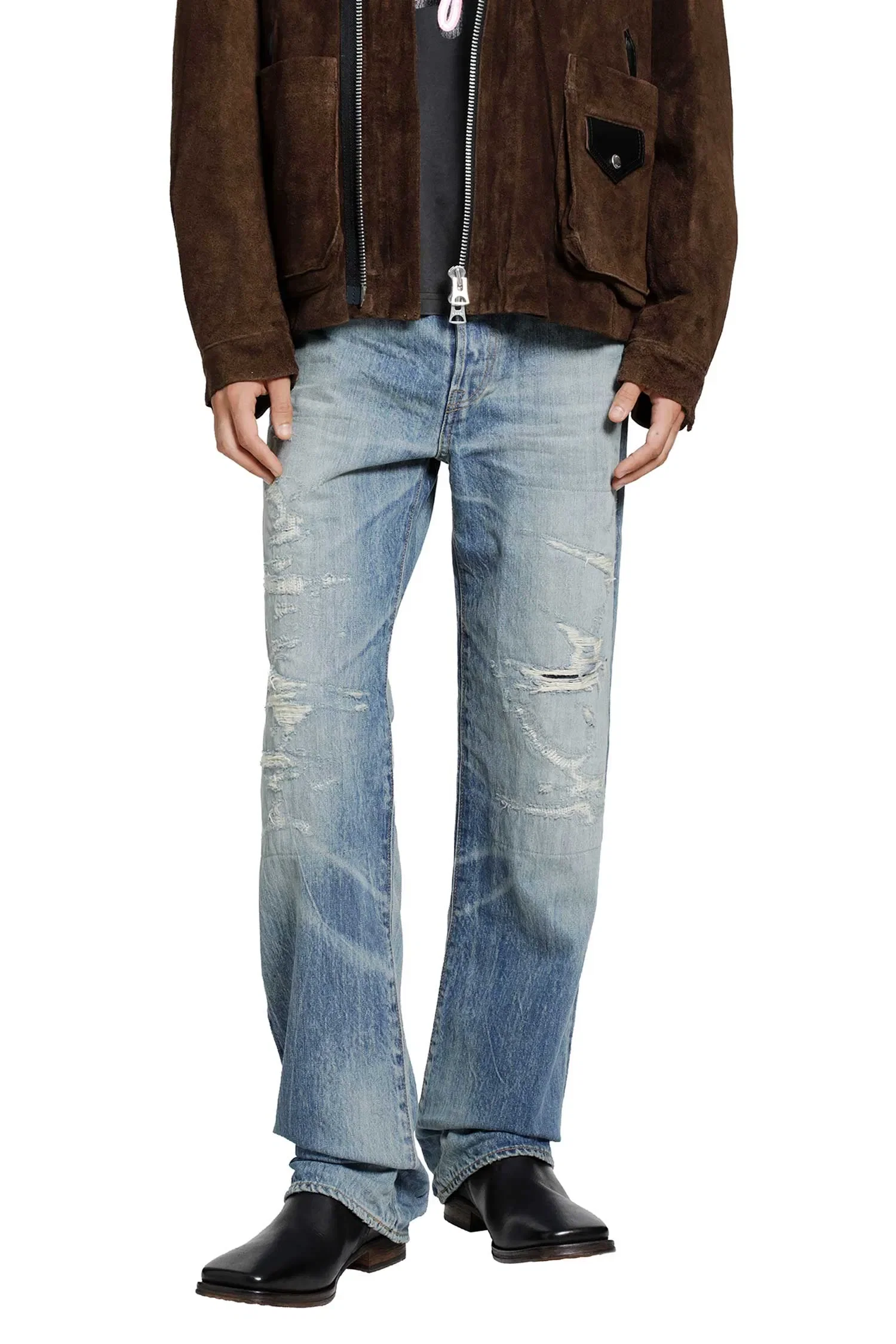 Mastercraft Union Showa Relaxed Natsu Ao Repaired Jeans