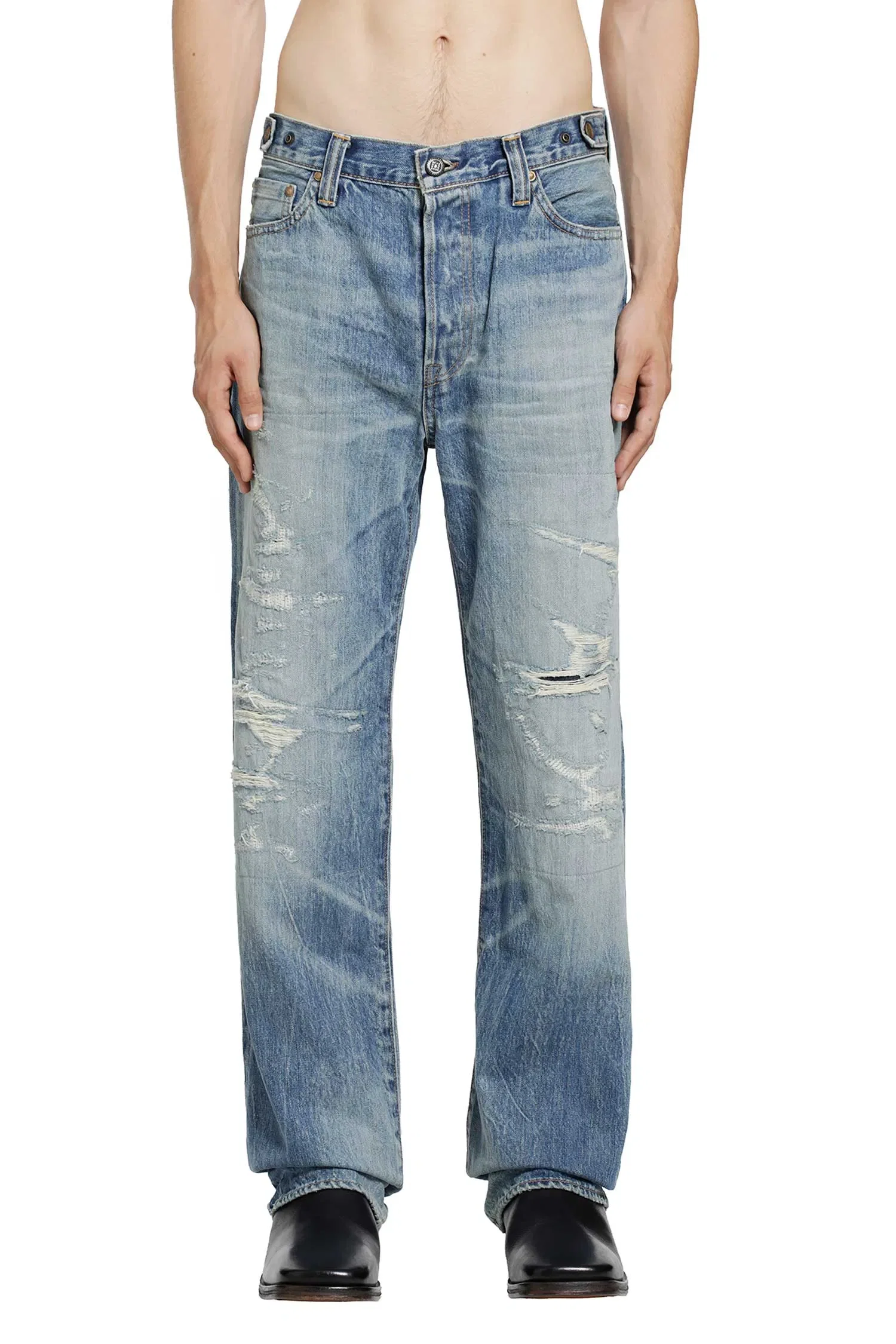 Mastercraft Union Showa Relaxed Natsu Ao Repaired Jeans