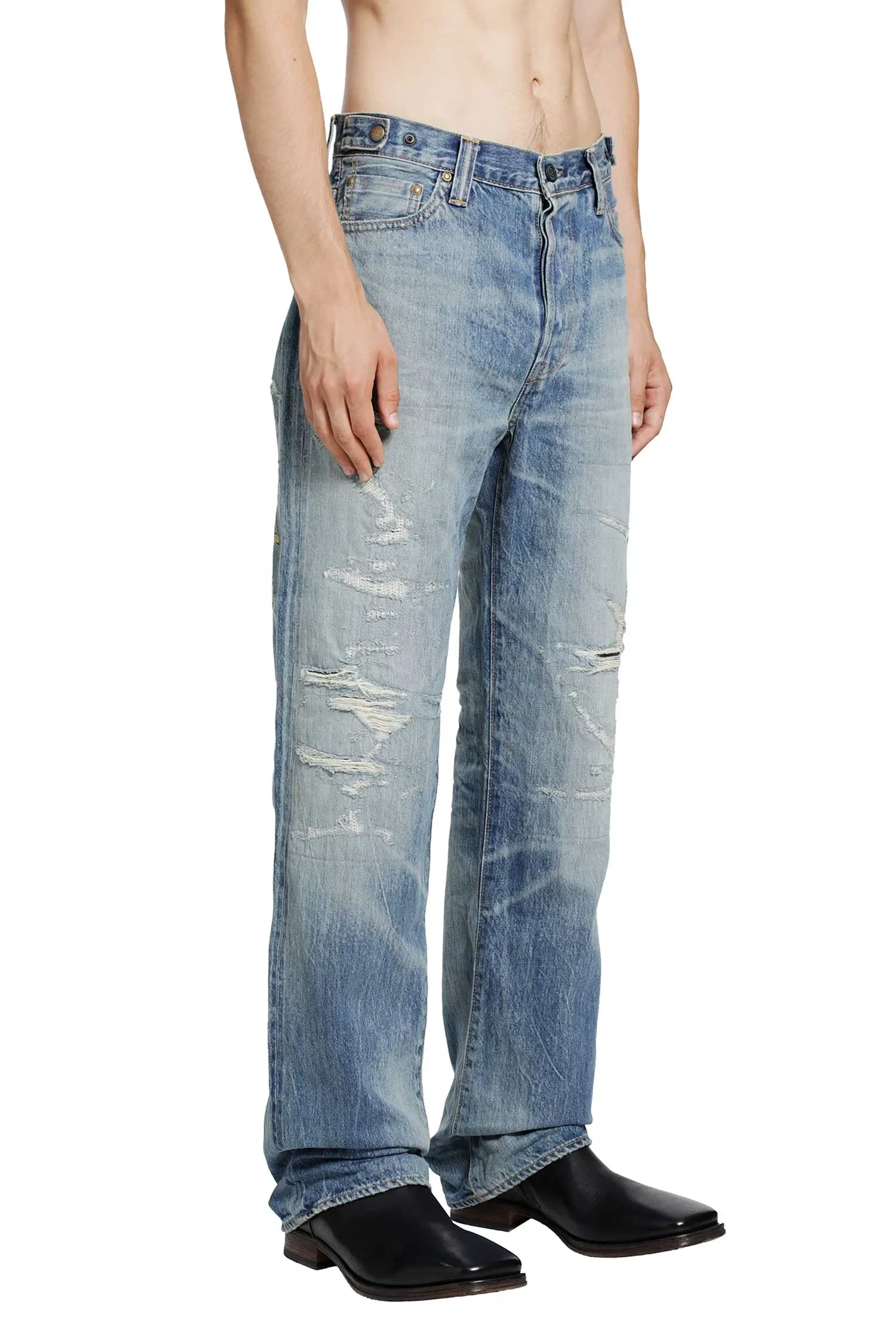 Mastercraft Union Showa Relaxed Natsu Ao Repaired Jeans
