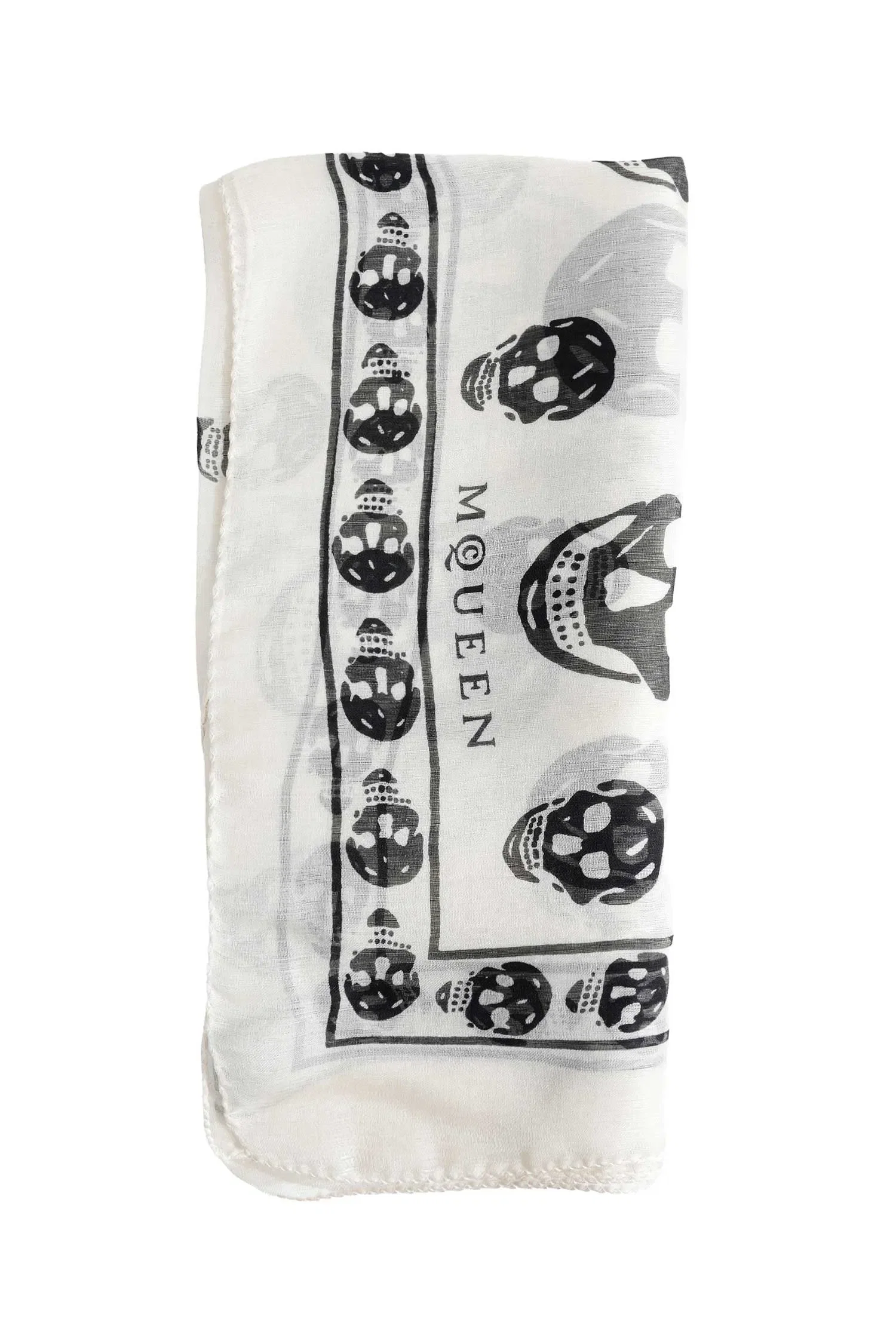 MCQUEEN Classic Silk Chiffon Skull Scarf