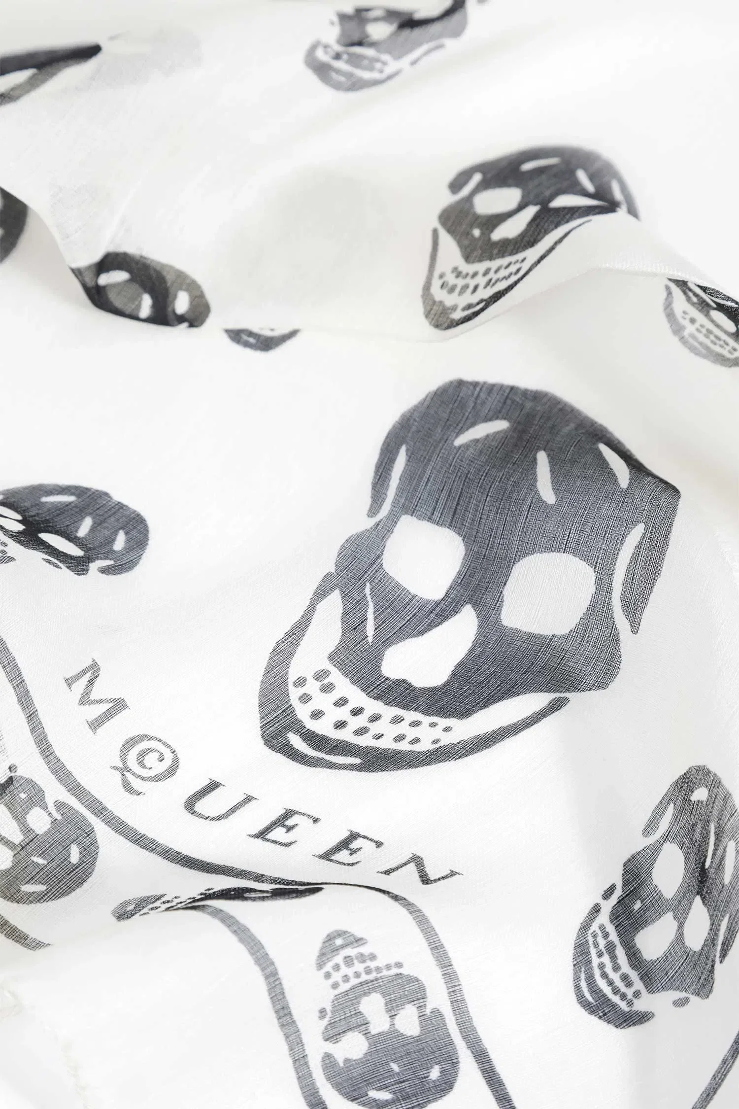 MCQUEEN Classic Silk Chiffon Skull Scarf