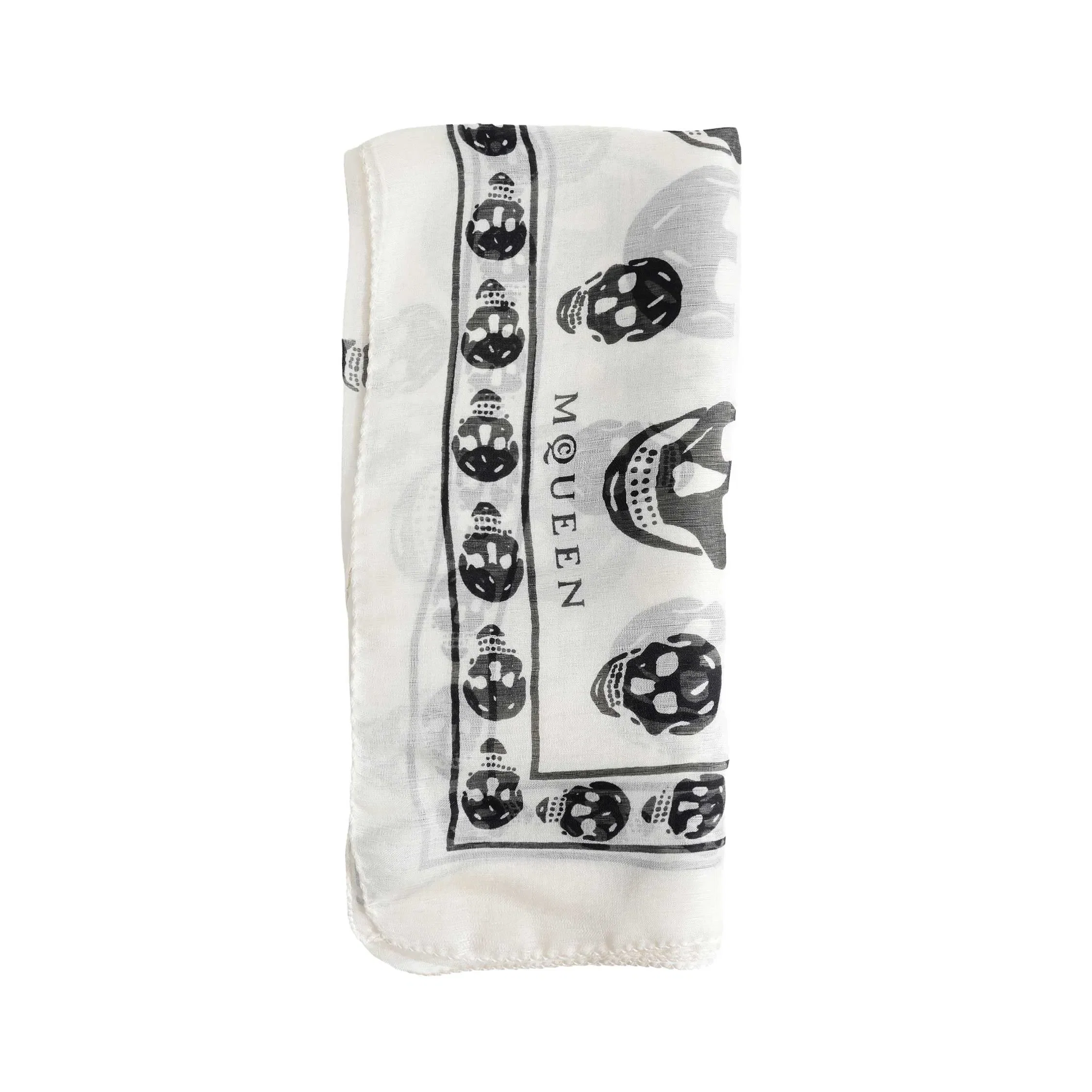 MCQUEEN Classic Silk Chiffon Skull Scarf