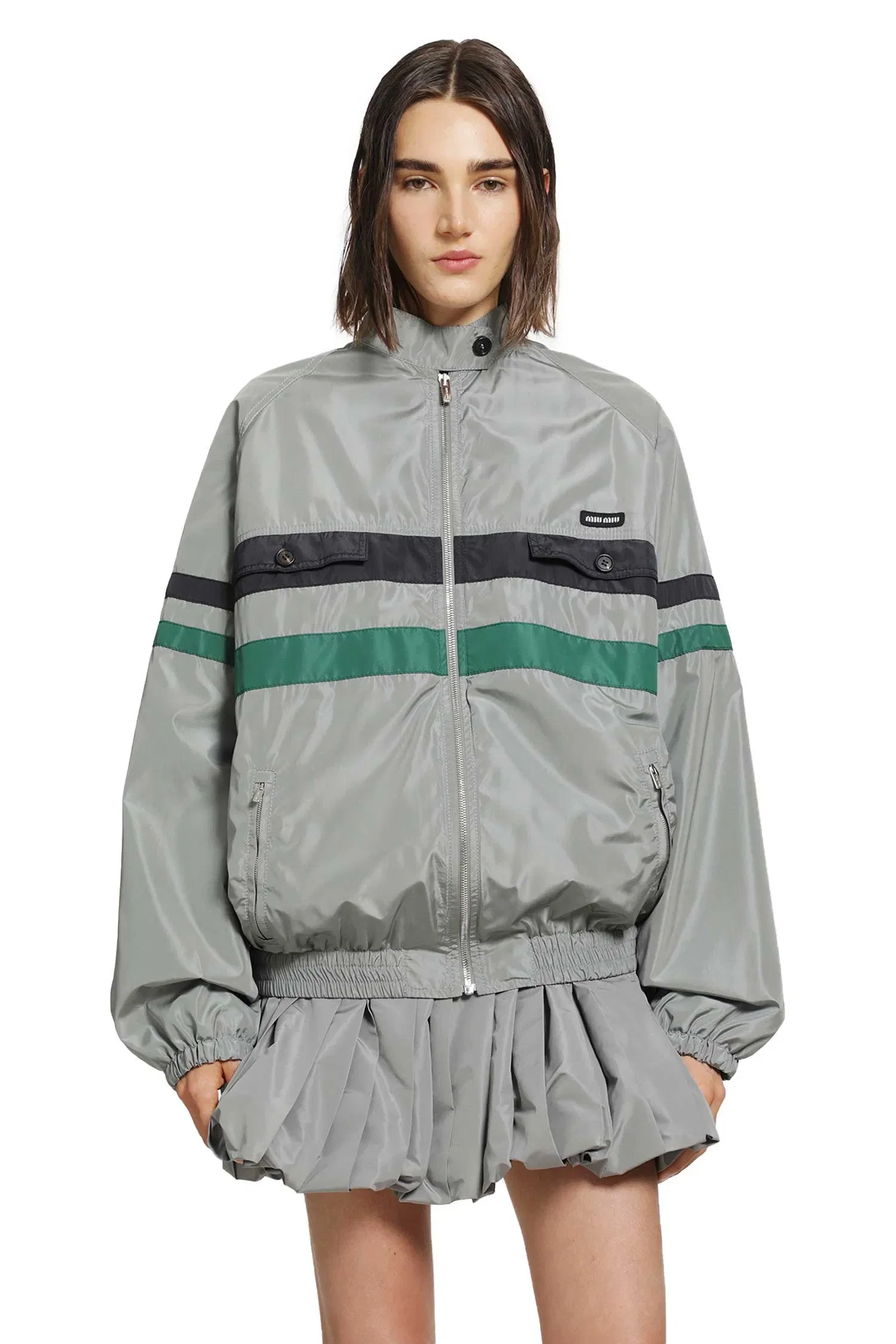 Miu Miu Technical Silk Jacket Track Jacket