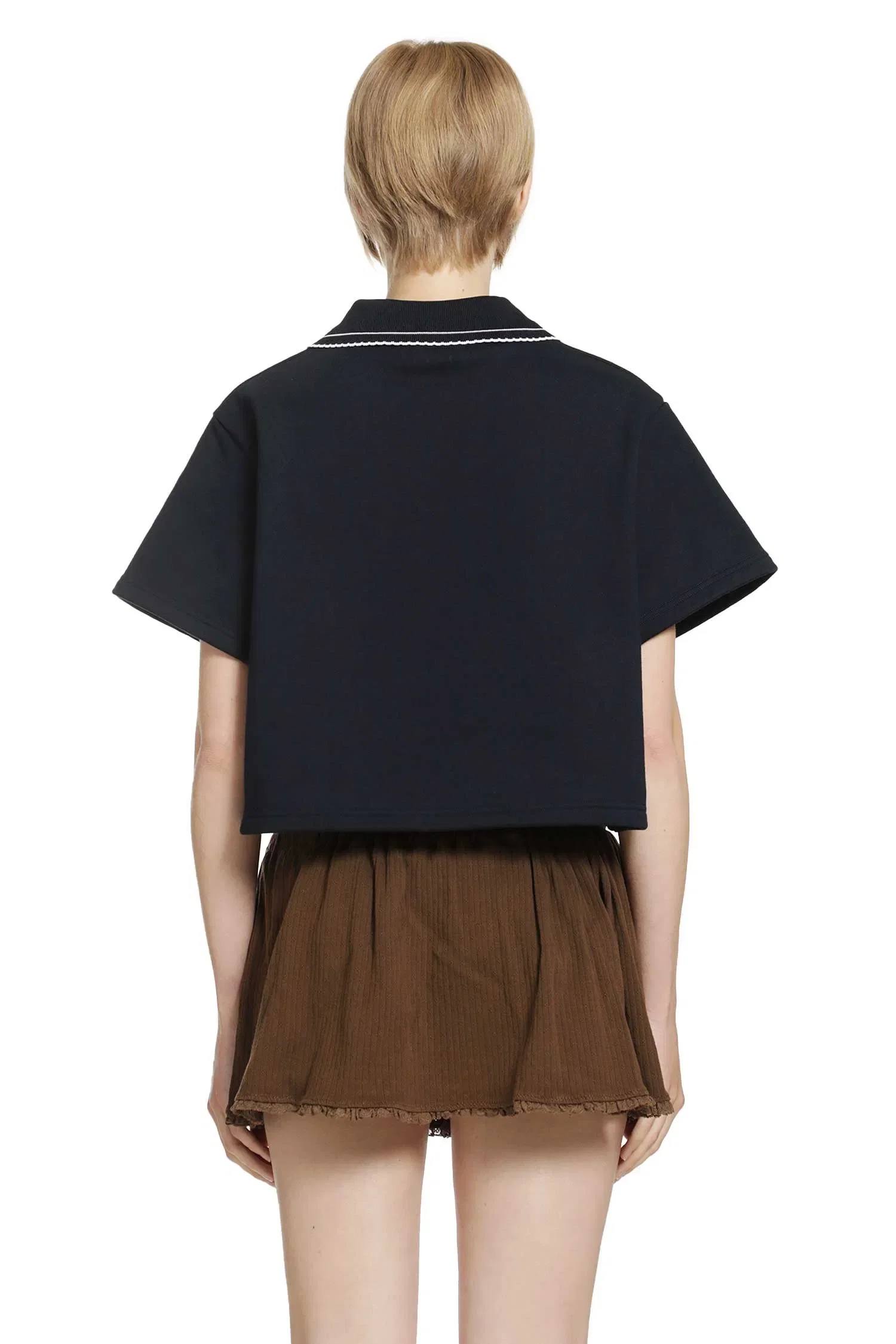 Miu Miu Cropped Cotton Fleece Polo Shirt