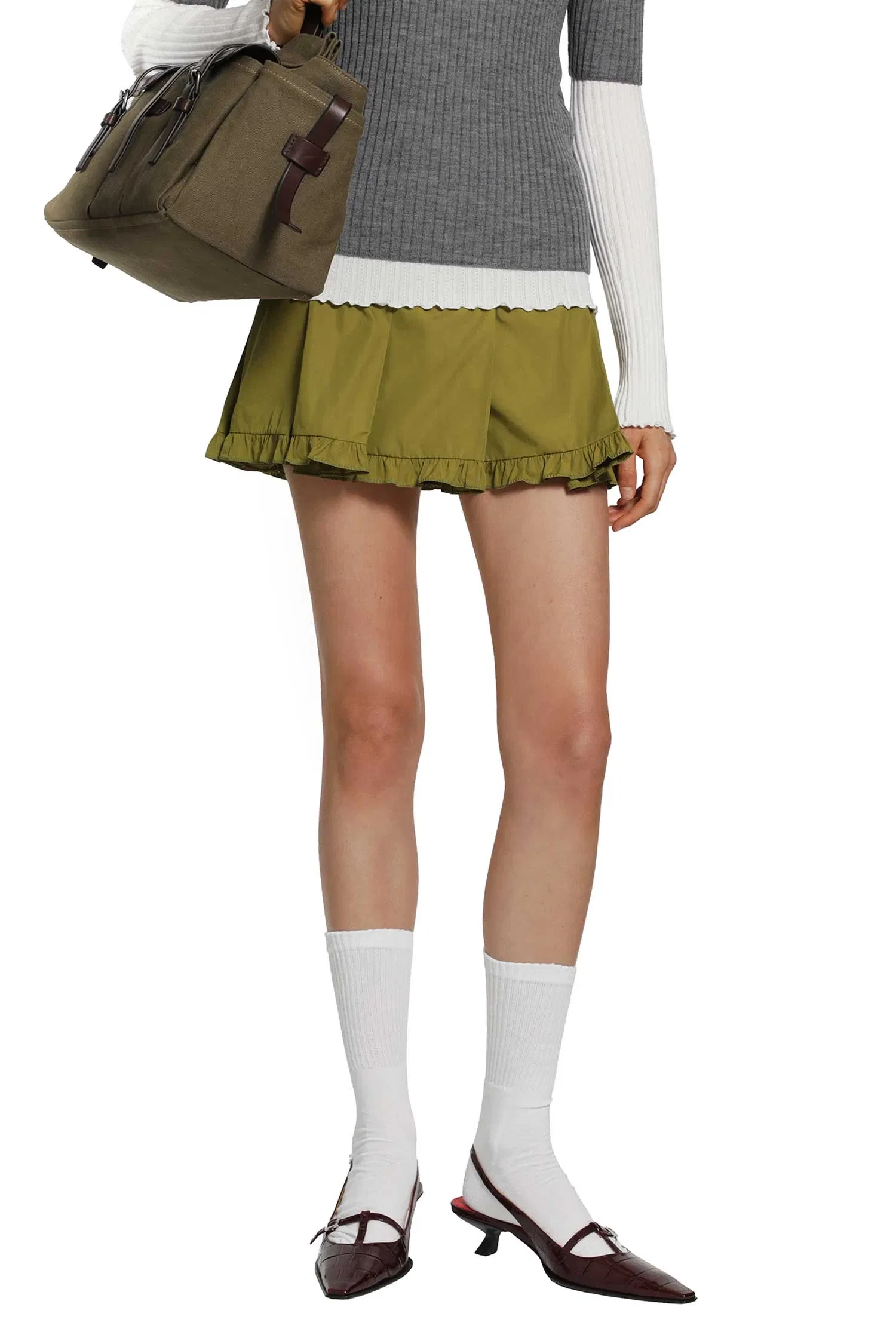 Miu Miu Pleated Poplin Mini Skirt