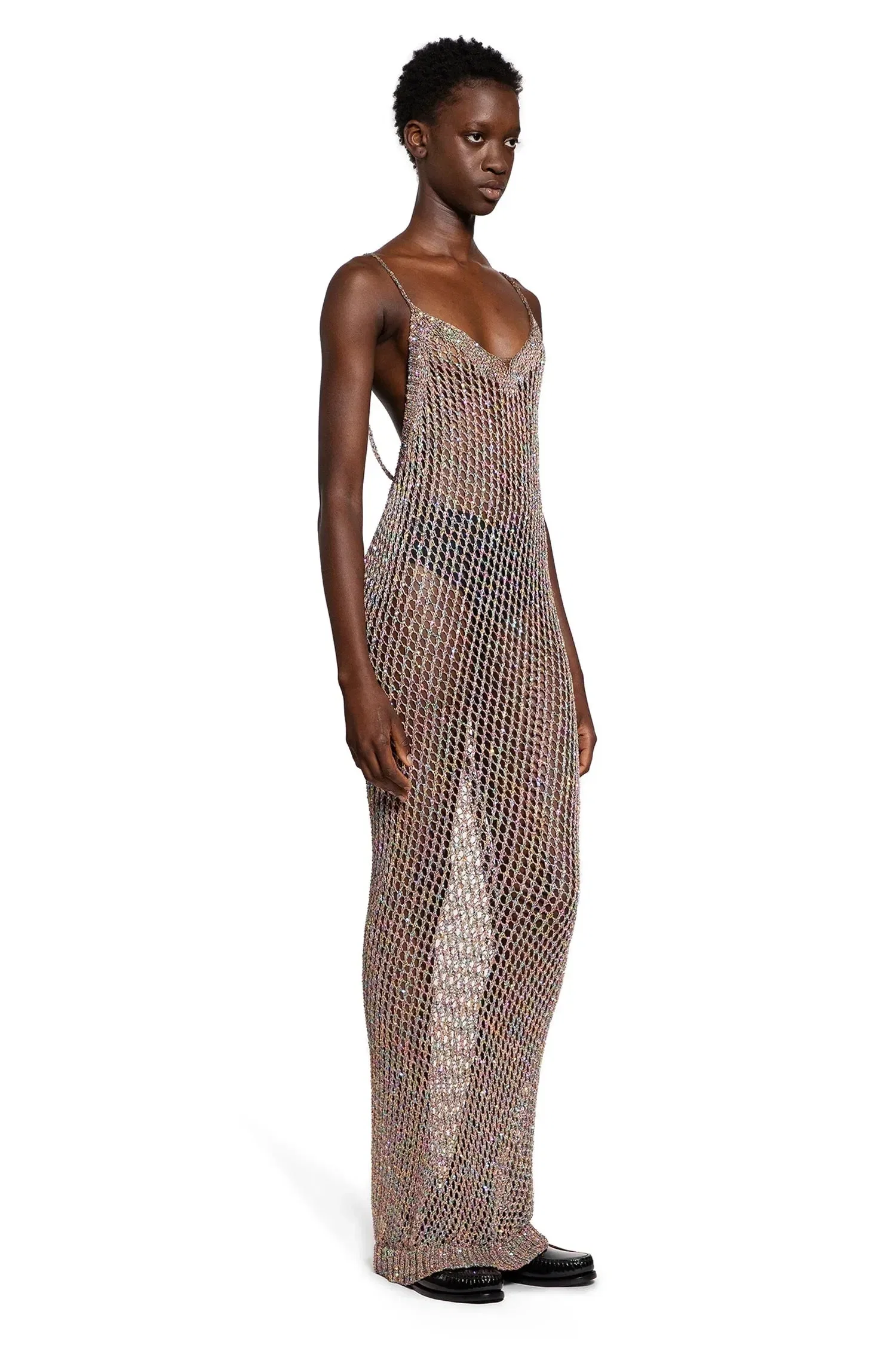 Laneus Openwork Long Crochet Slip Dress