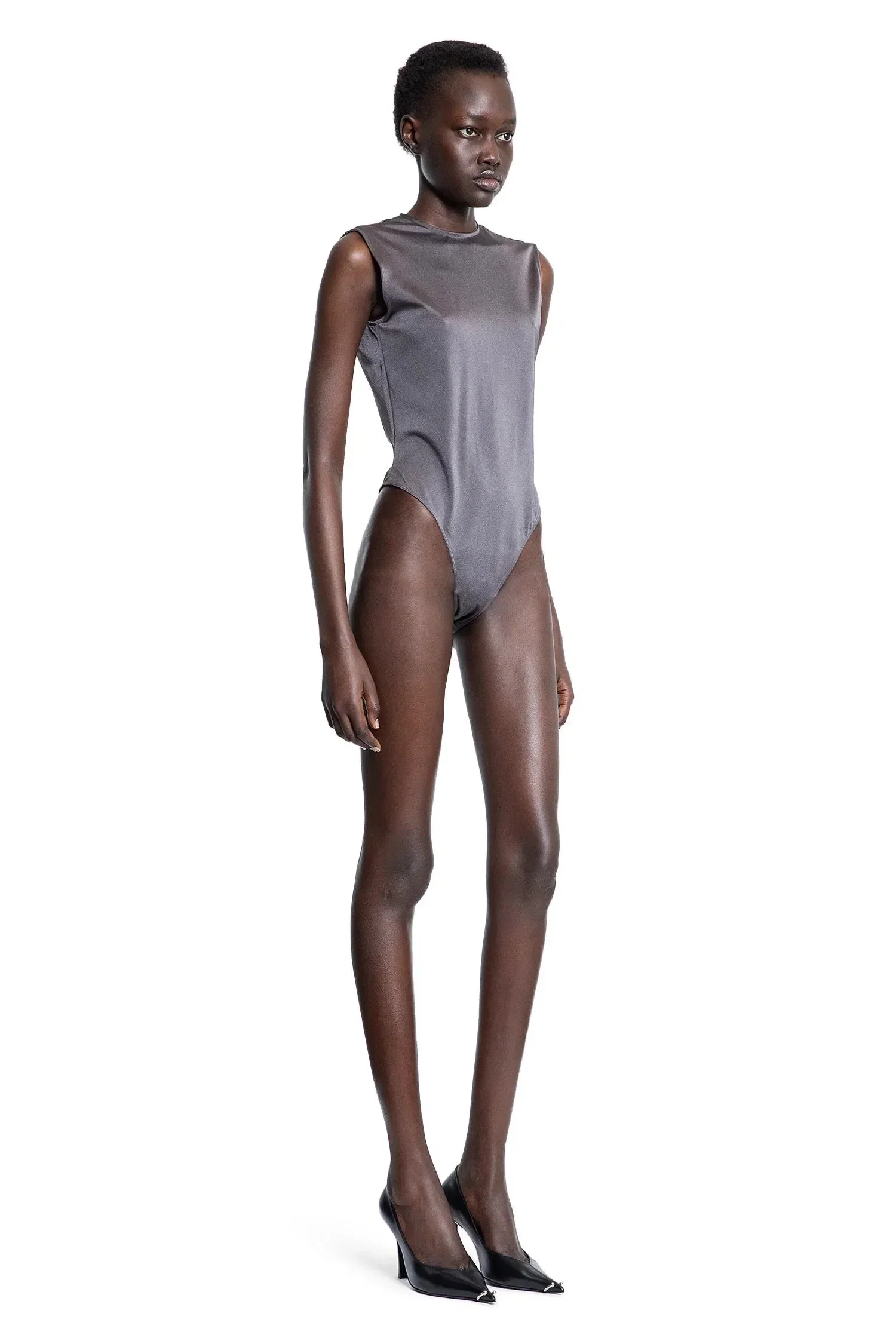 Mugler Sleeveless Shoulder Logo Bodysuit